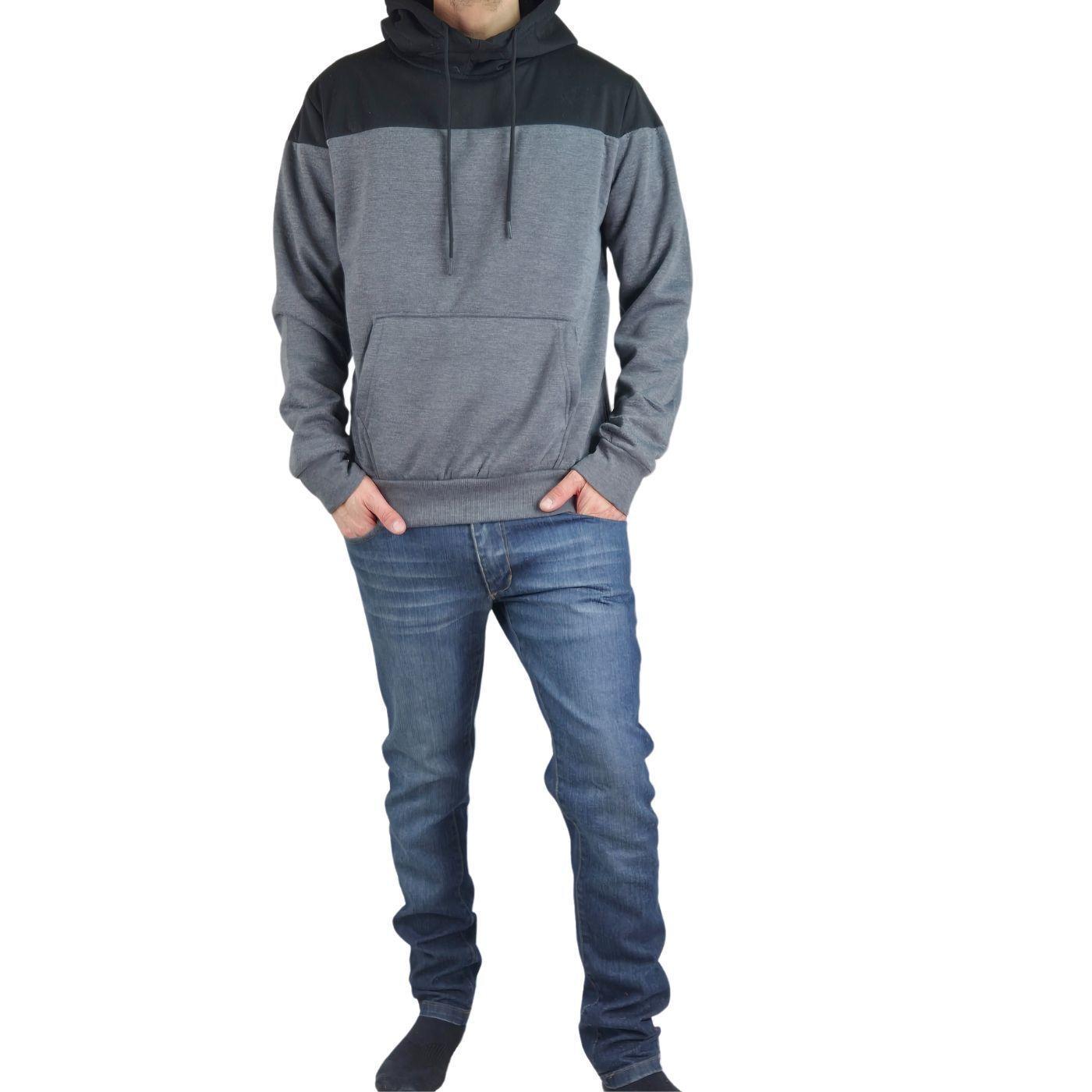 Polerón Canguro Hombre Invierno Frisado Con Gorro Bi-Color 0220-0