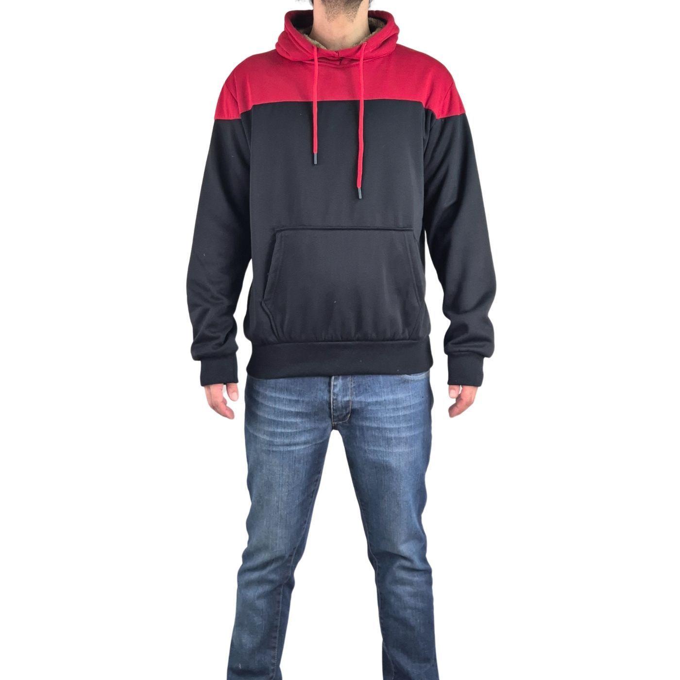 Polerón Hombre Invierno Forro Piel Con Gorro Bi-Color 7498-0