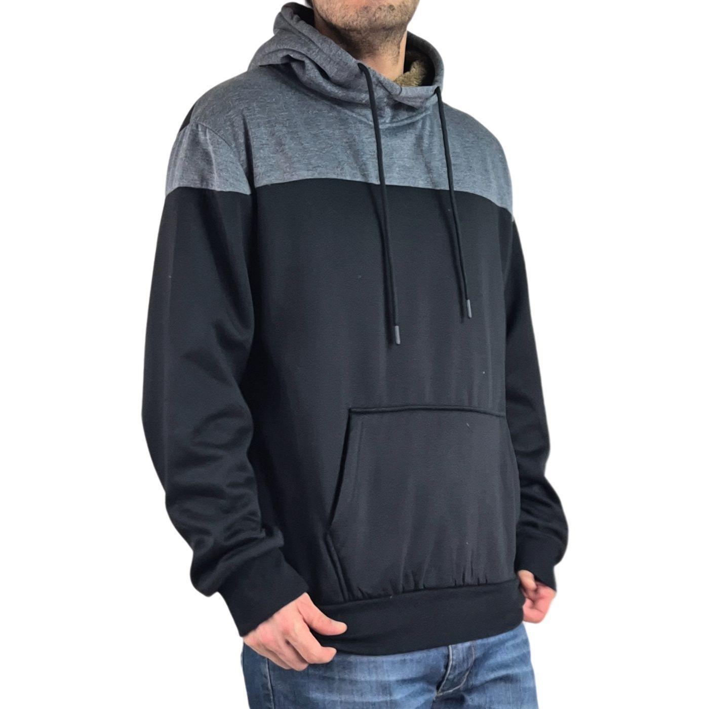 Polerón Hombre Invierno Forro Piel Con Gorro Bi-Color 7498-0