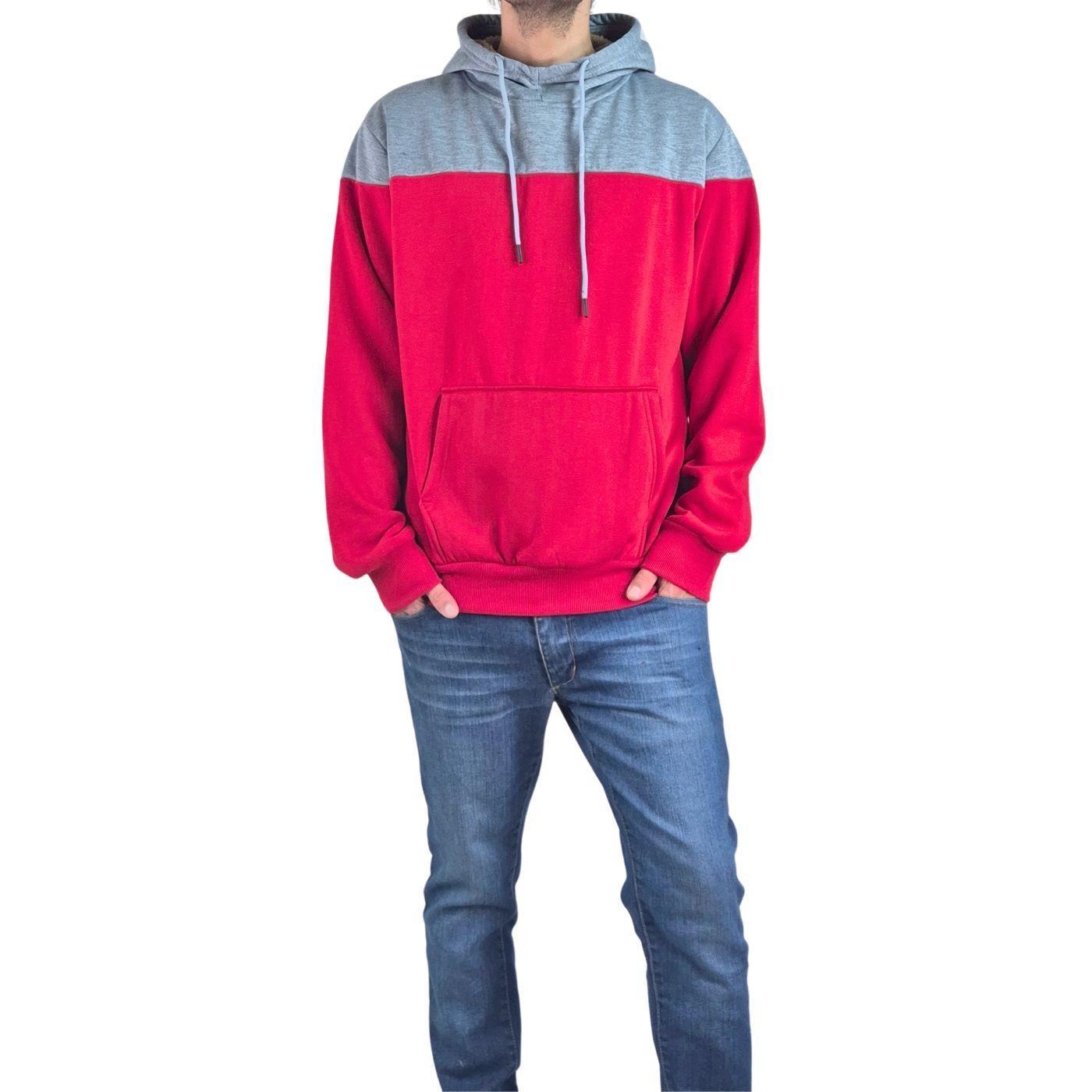 Polerón Hombre Invierno Forro Piel Con Gorro Bi-Color 7498-0