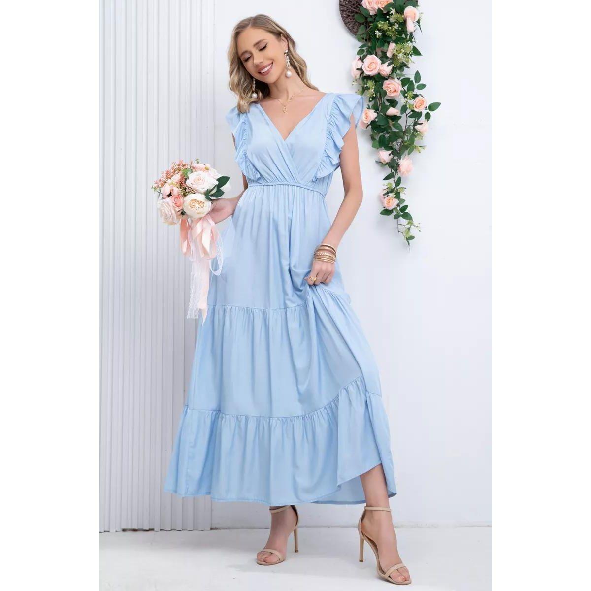 Vestido Largo Primavera Mujer Liso Tipo Jeans 285-1