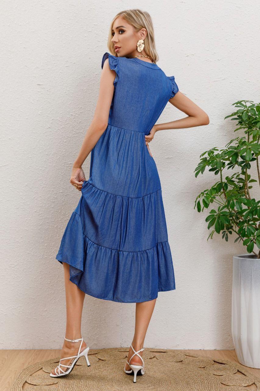 Vestido Largo Algodon Primavera Mujer Cuello Mao Manga corta 3322-2