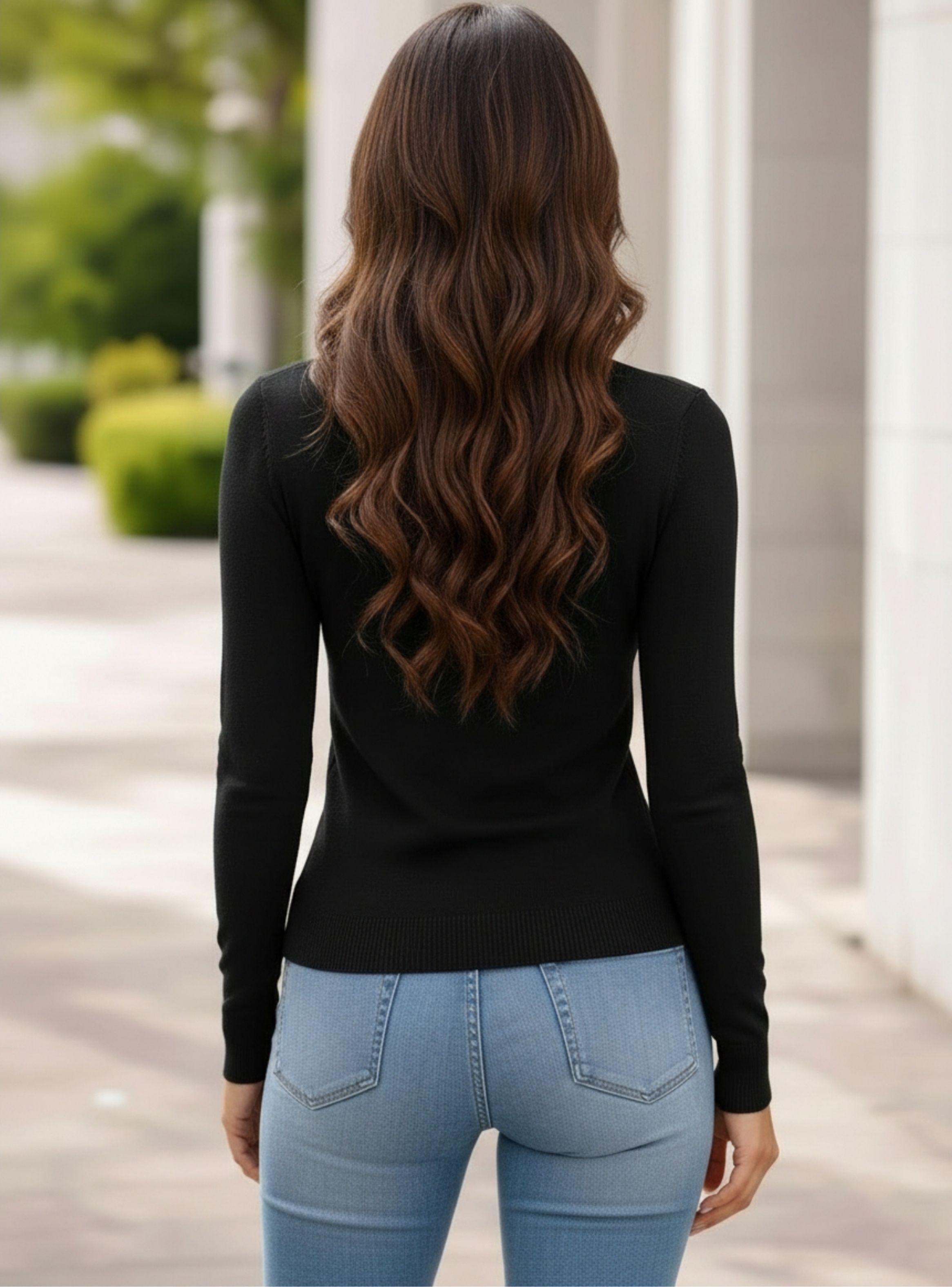 Sweater Mujer Lanilla Cuello Redondo con Brillos Moda Tendencia 5118-1