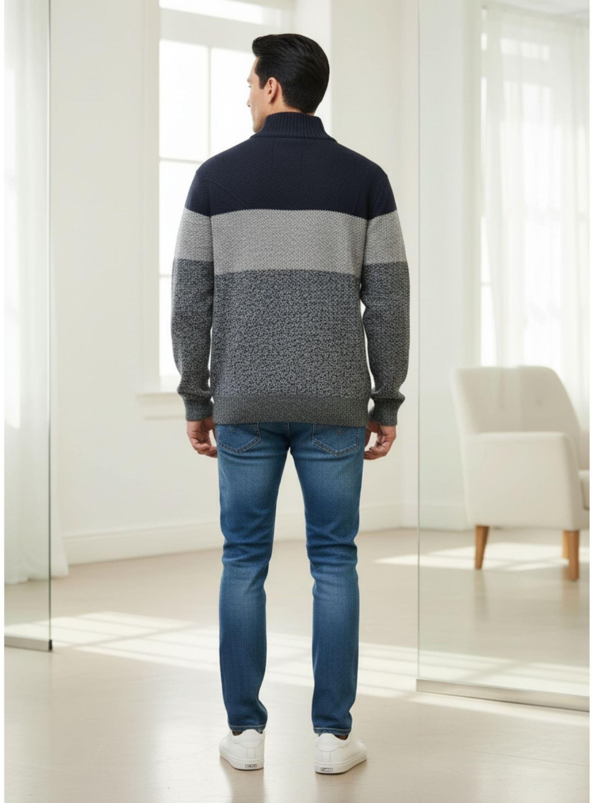 Chaleco Sweater Hombre Frisado Cuello Alto Medio Cierre 2096-2