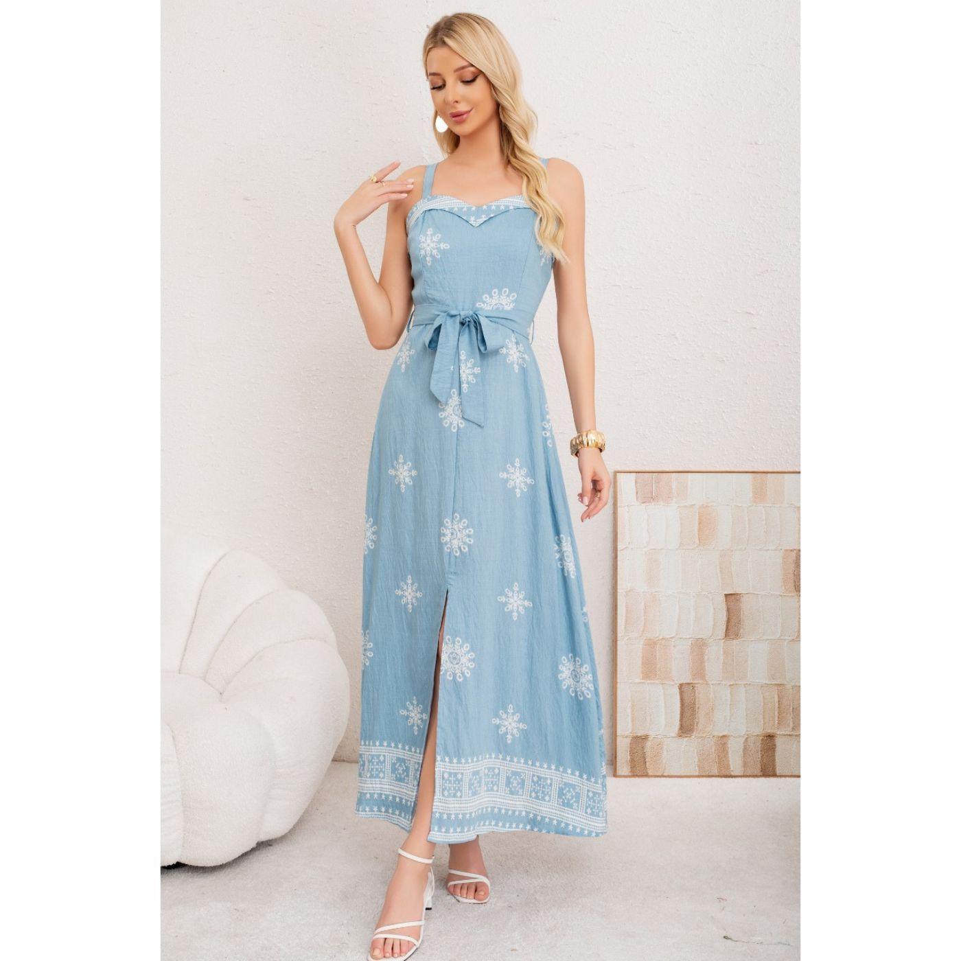 Maxi Vestido Largo Verano Mujer Holgado Pabilos Estampado 3359-1