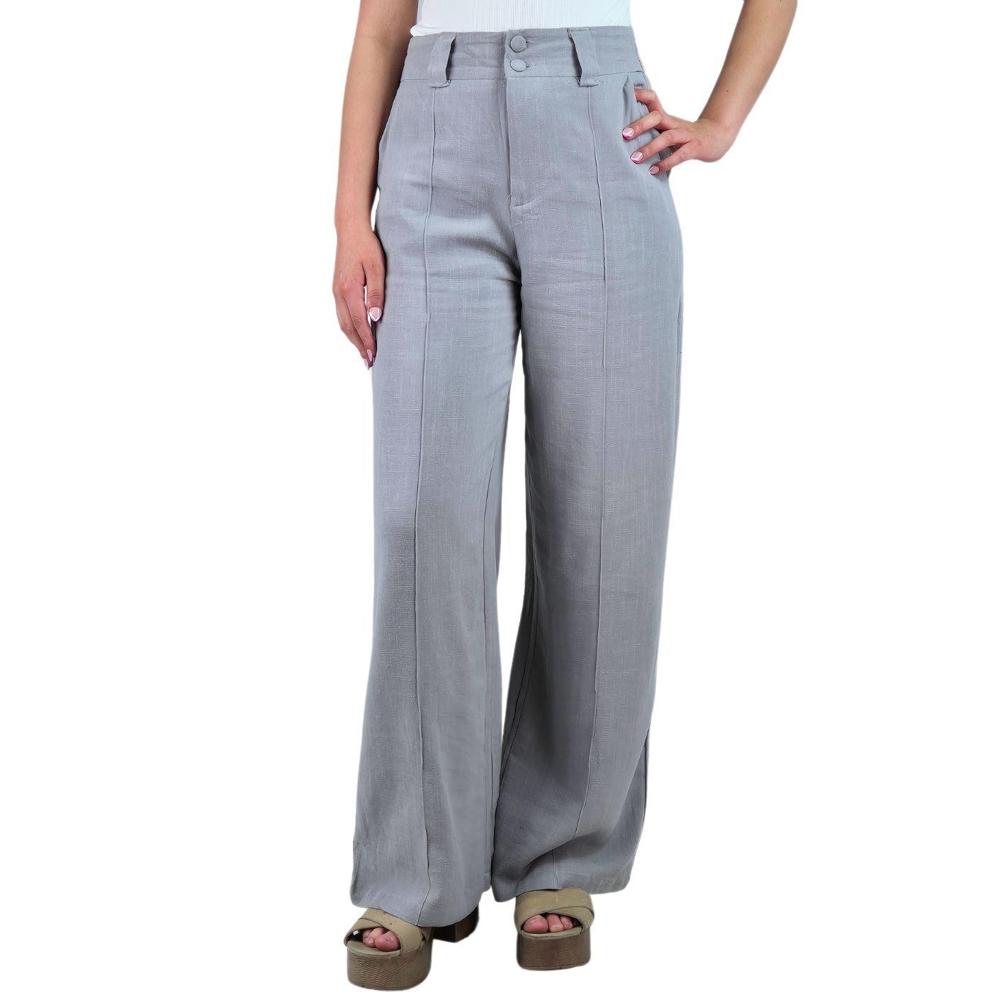 Pantalon Palazzo Premium Tipo Lino Semi Formal Casual Boton 902-0