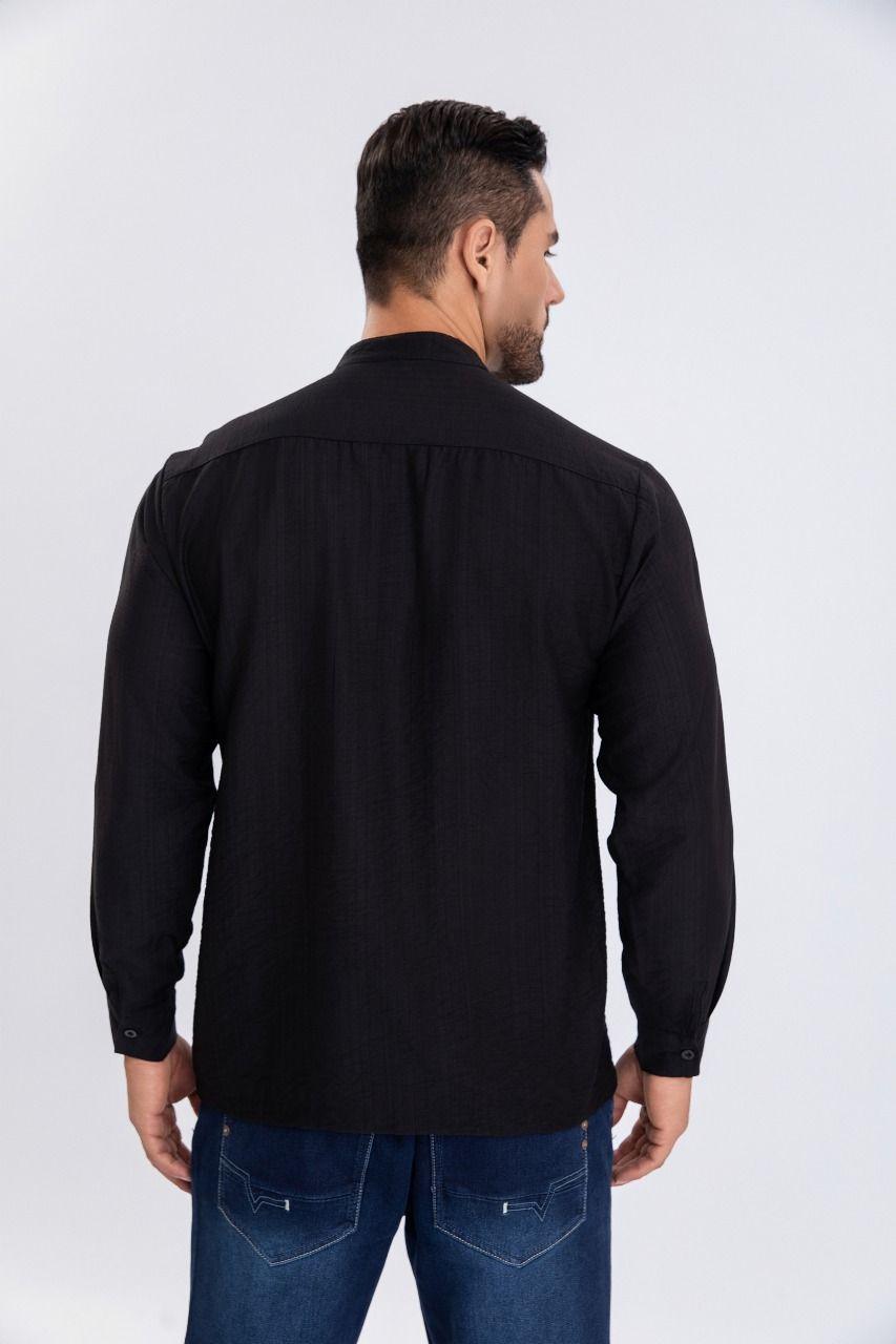 Camisa Verano Manga Larga Hombre Cuello Mao Casual Fashion 155-1