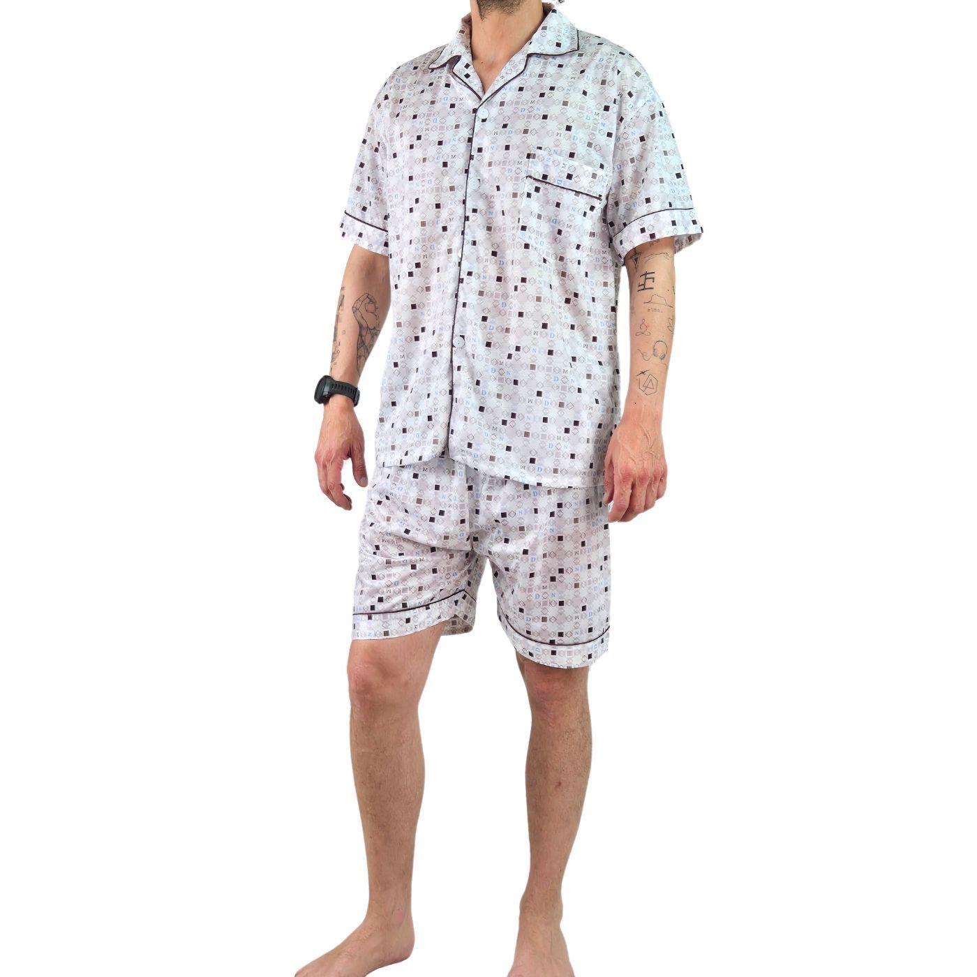Pijama Hombre Verano Short Y Polera Con Botones 483-0