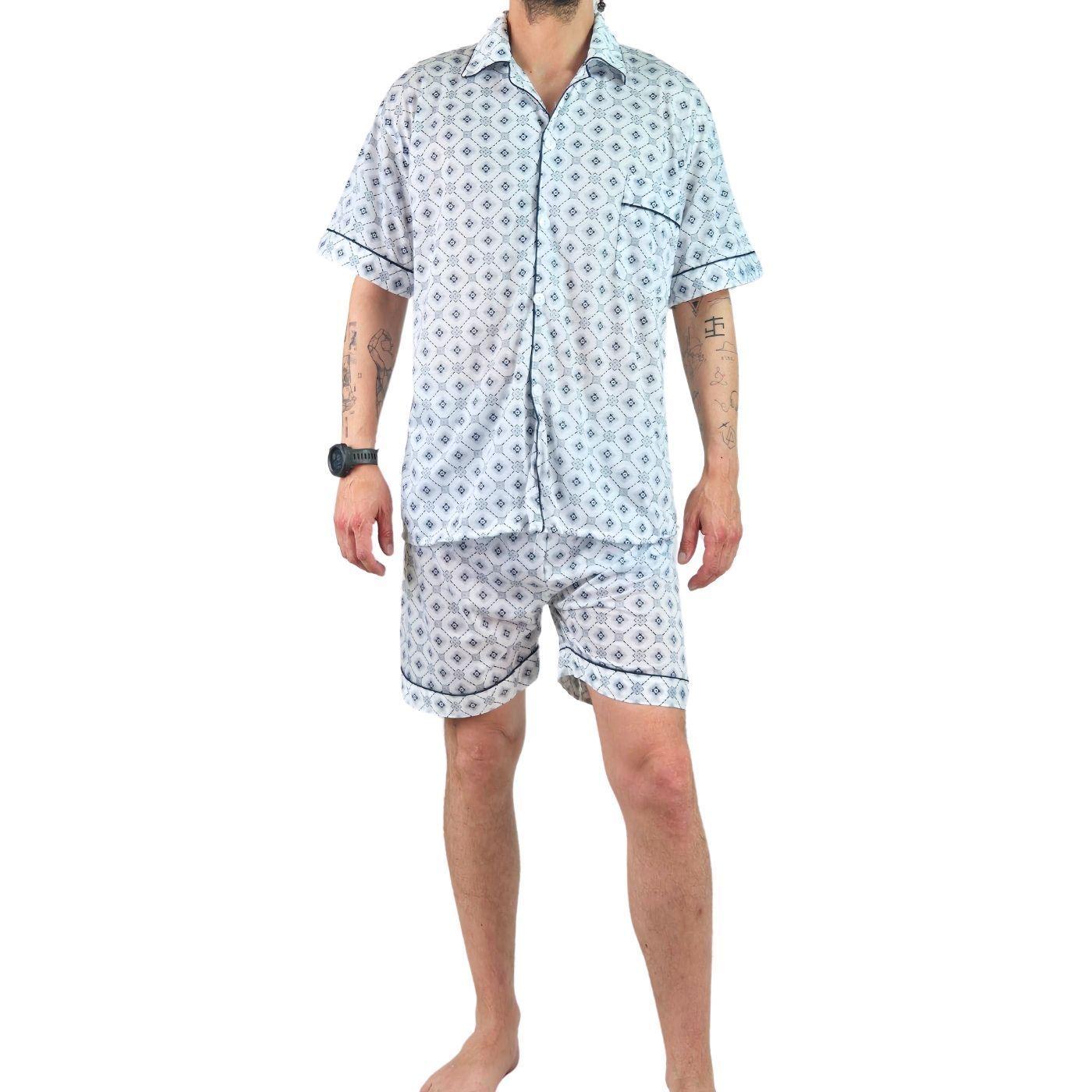 Pijama Hombre Verano Short Y Polera Con Botones 483-0