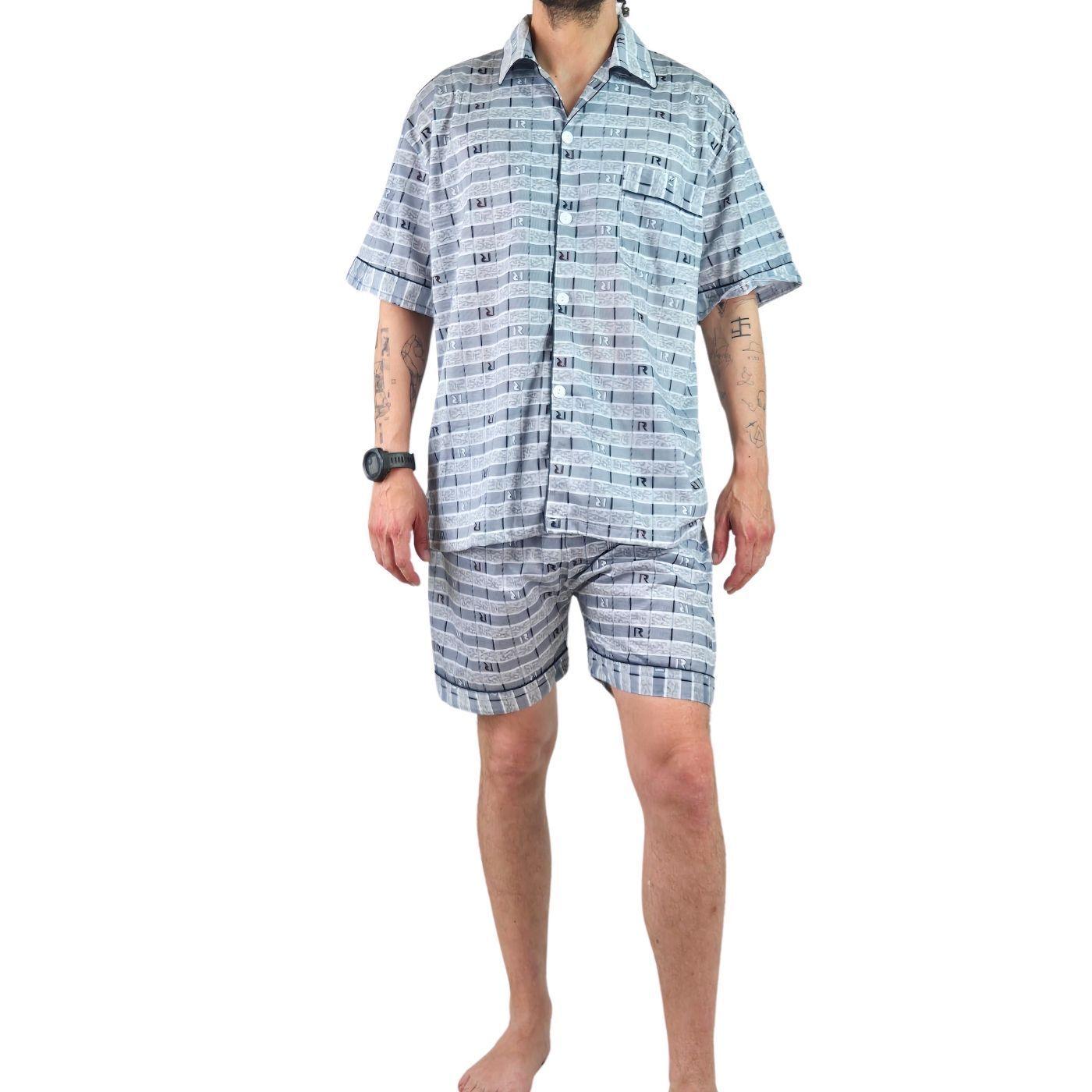 Pijama Hombre Verano Short Y Polera Con Botones 483-0