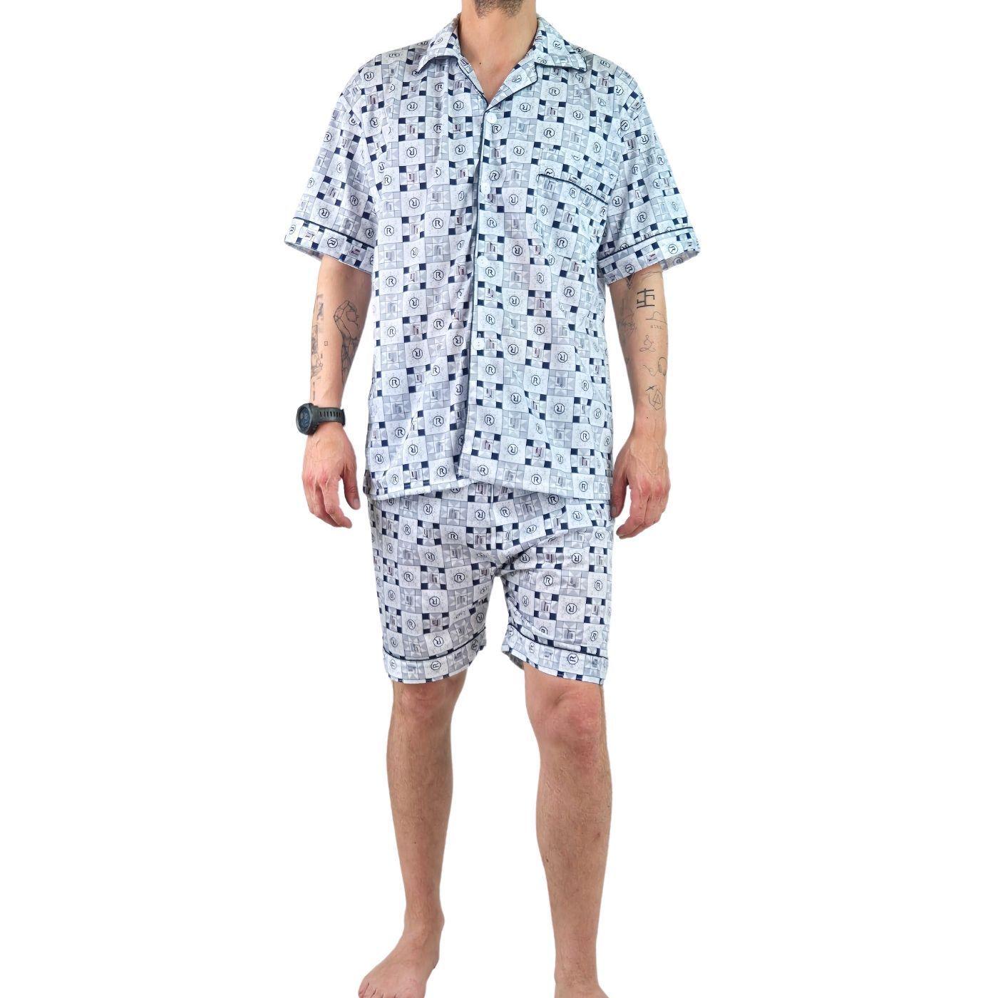 Pijama Hombre Verano Short Y Polera Con Botones 483-0