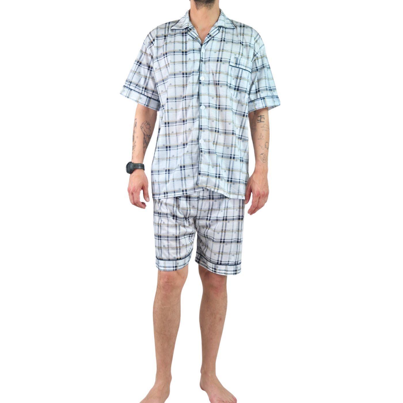 Pijama Hombre Verano Short Y Polera Con Botones 483-0