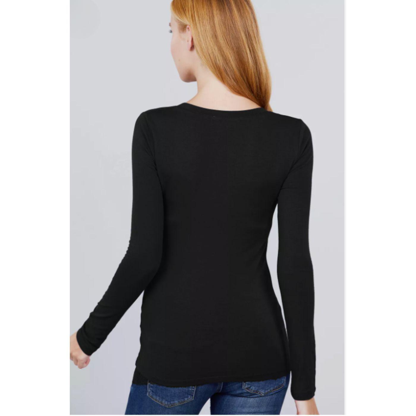 Camiseta Mujer Forro Polar Manga Larga Blanco Negro 2101-1