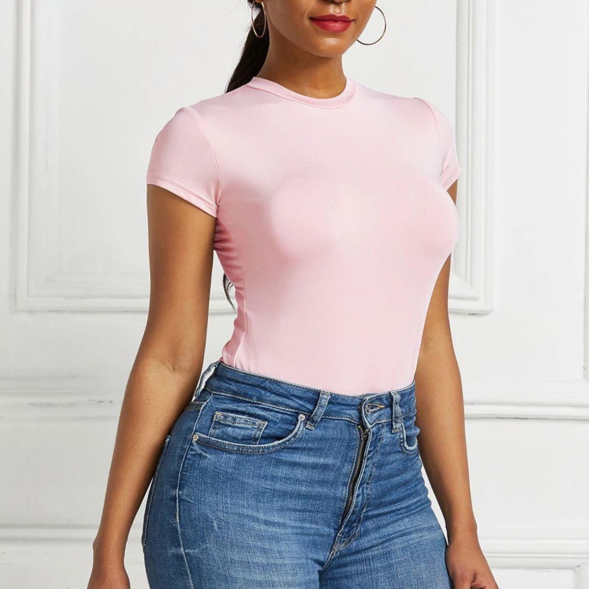 Body Bambú Mujer Ajustable Manga Corta Elasticado Colores 711-2
