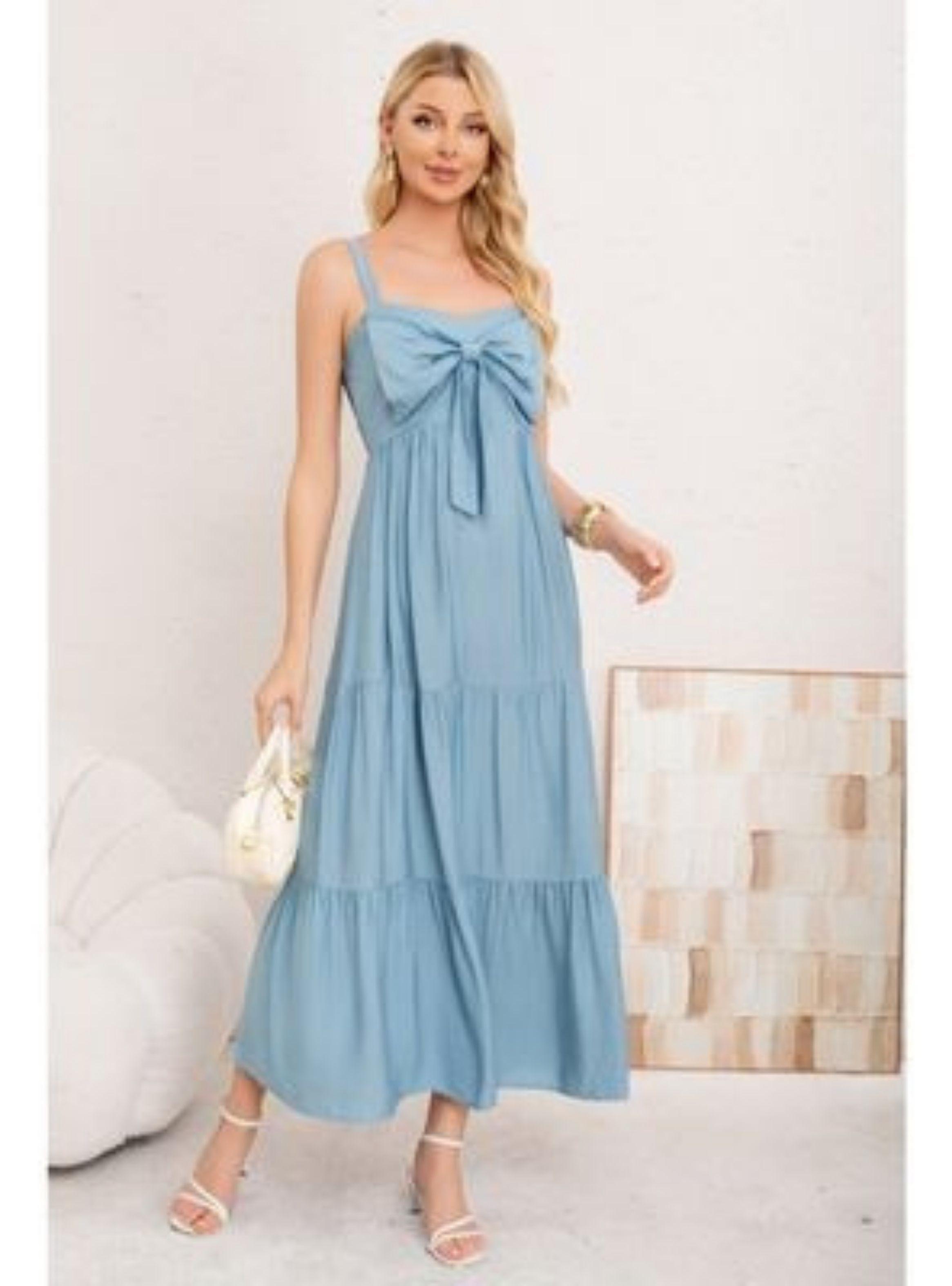 Maxi Vestido Mujer Largo Liso Tirantes Ajustables Eventos Fiesta 3361-1