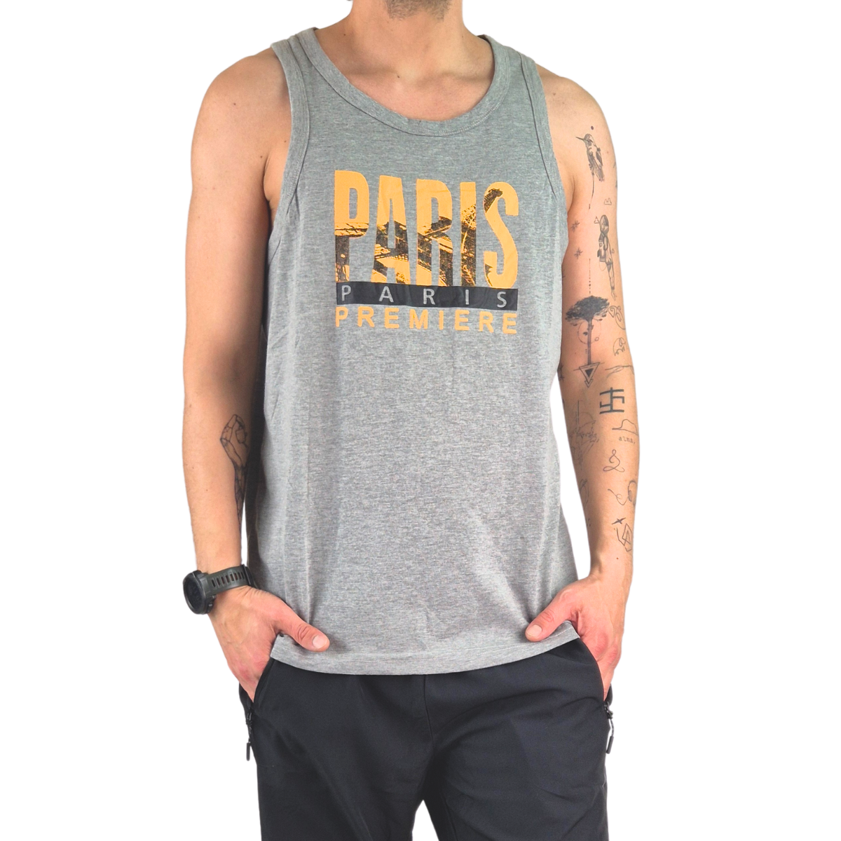 Polera Sin Manga Musculosa Hombre Diseño Paris 289-1