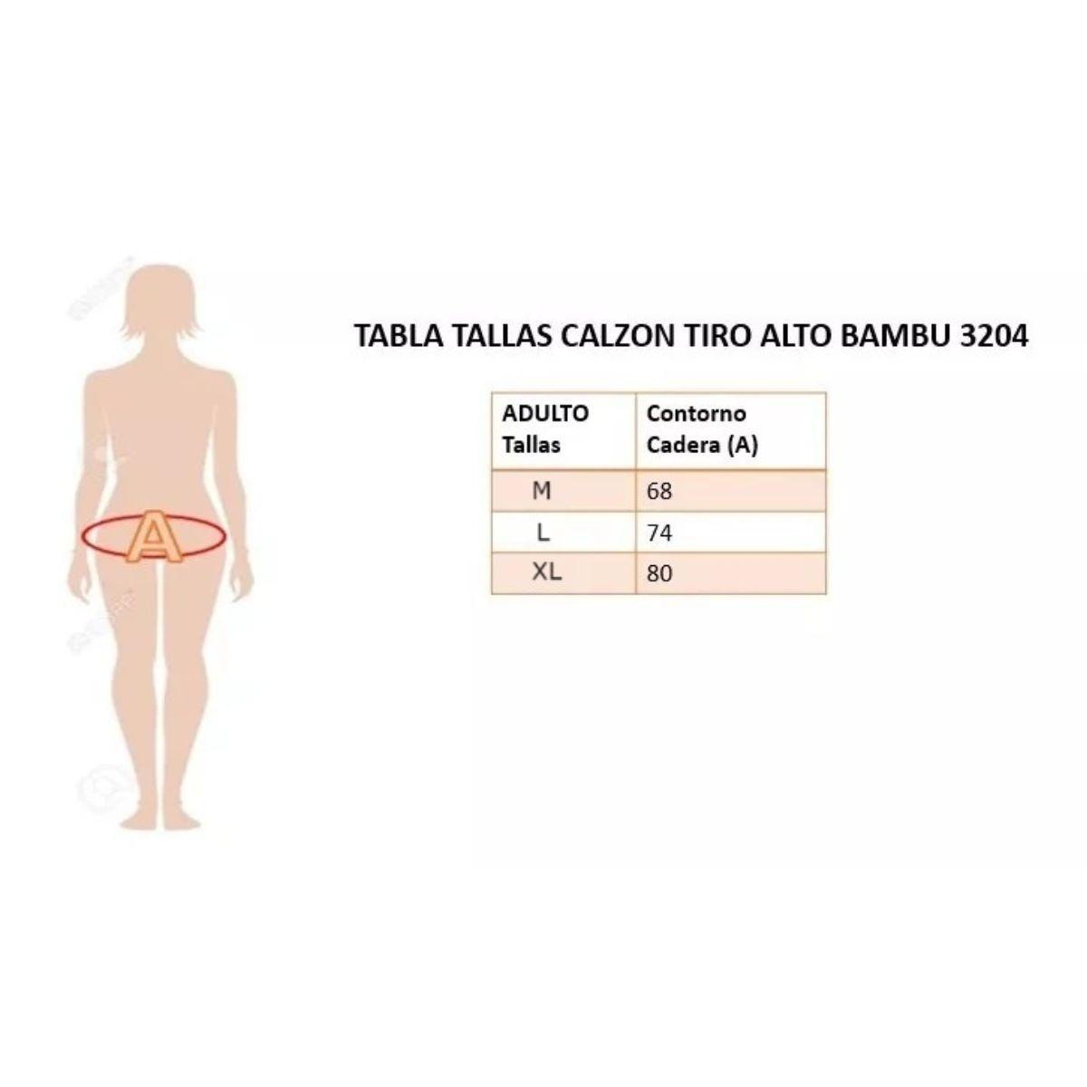 Pack 3 Calzón Alto Mujer Fibra Bambú Colores 3204-7