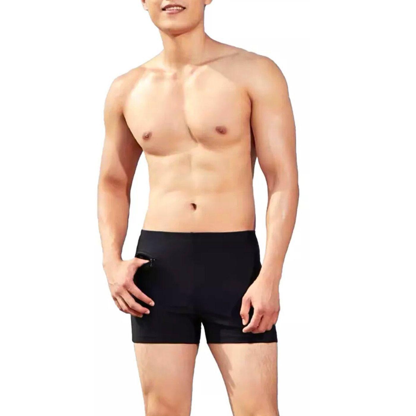 Traje De Baño Lycra Hombre Deportivo Natación Bolsillo Ajustado 335-1