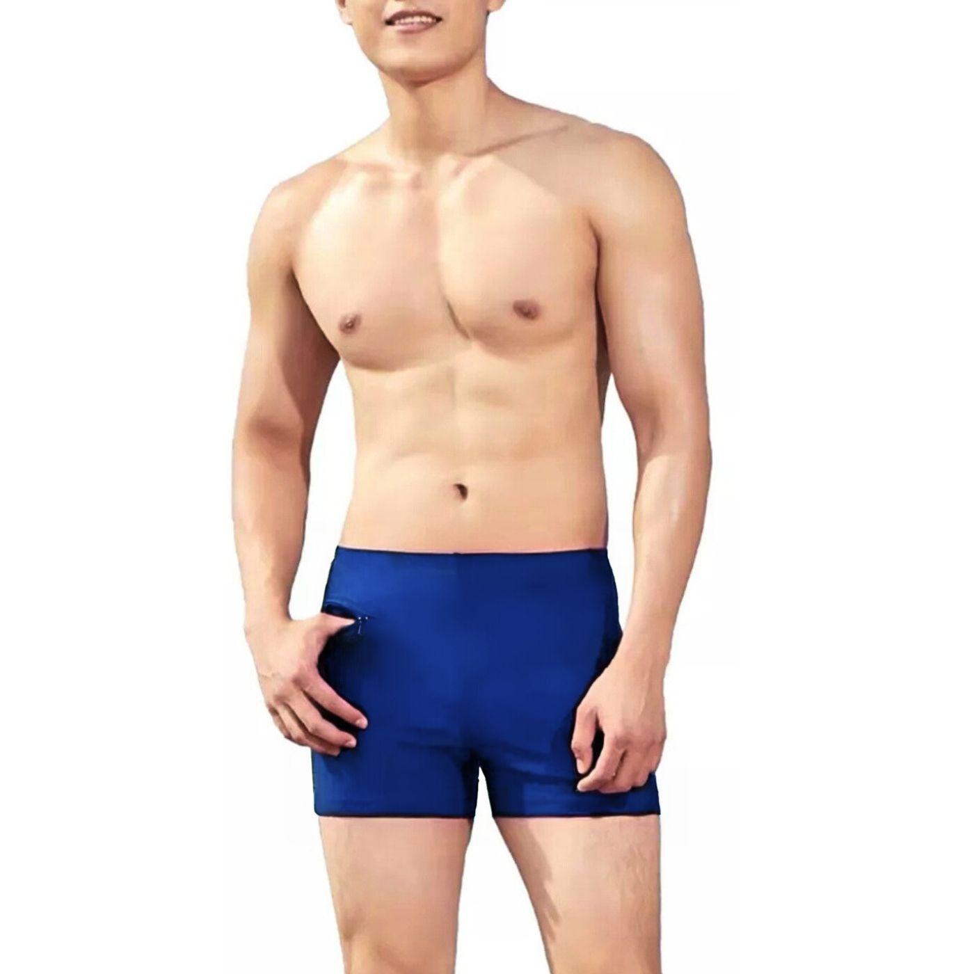 Traje De Baño Lycra Hombre Deportivo Natación Bolsillo Ajustado 335-0