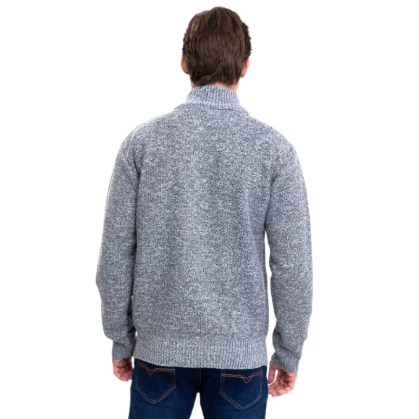 Chaqueta Sweater Algodón Cuello Alto Forro Piel Bolsillos Cierre 7169-2