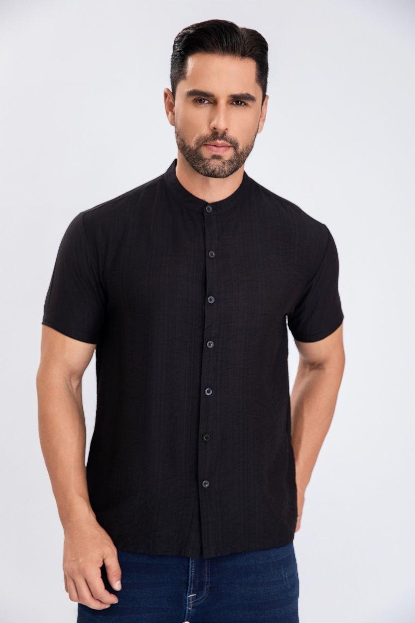 Camisa Verano Manga Corta Hombre Cuello Mao Casual Fashion 153-0
