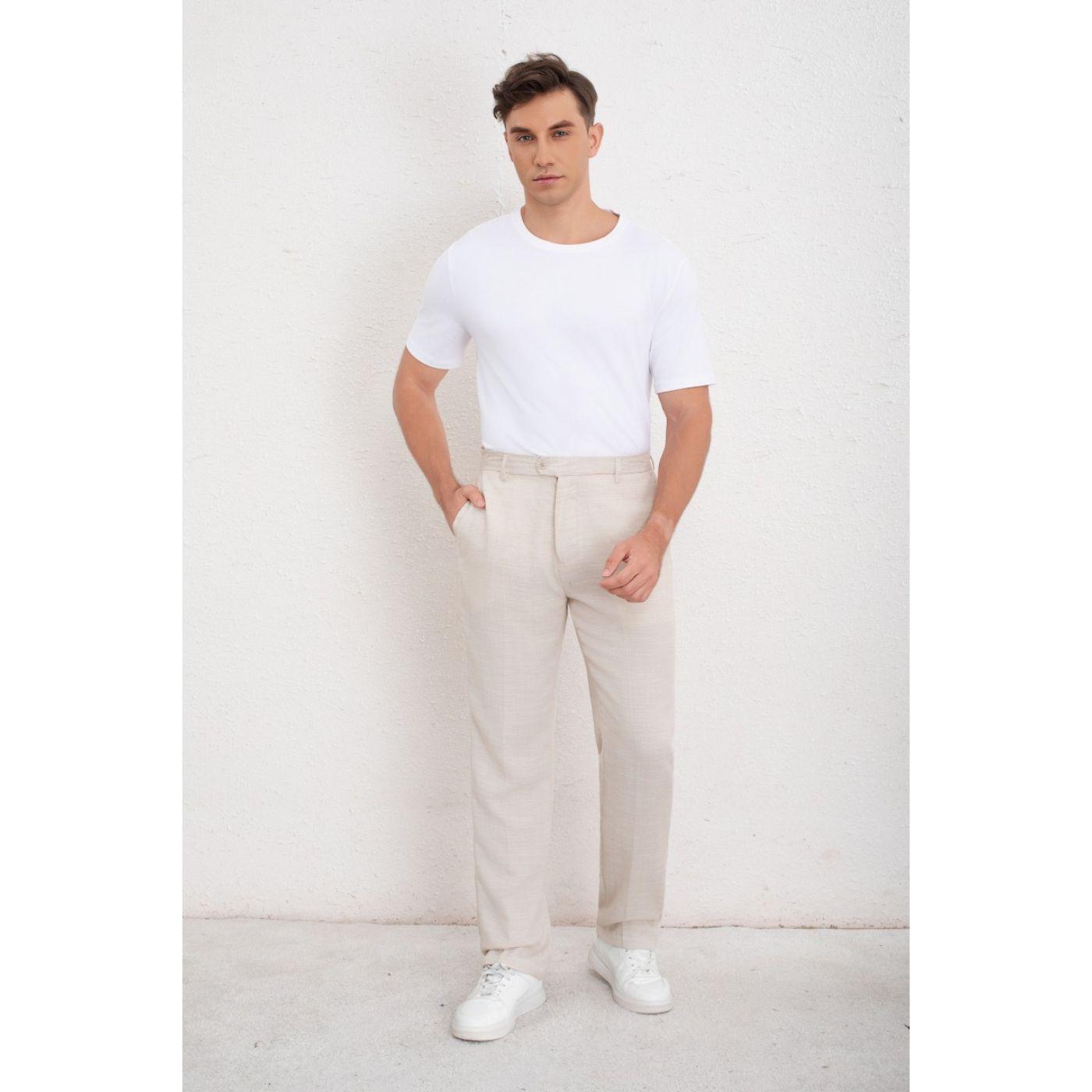 Pantalon Clasico Hombre Algodon Casual Tipo Lino Liso 6011-0