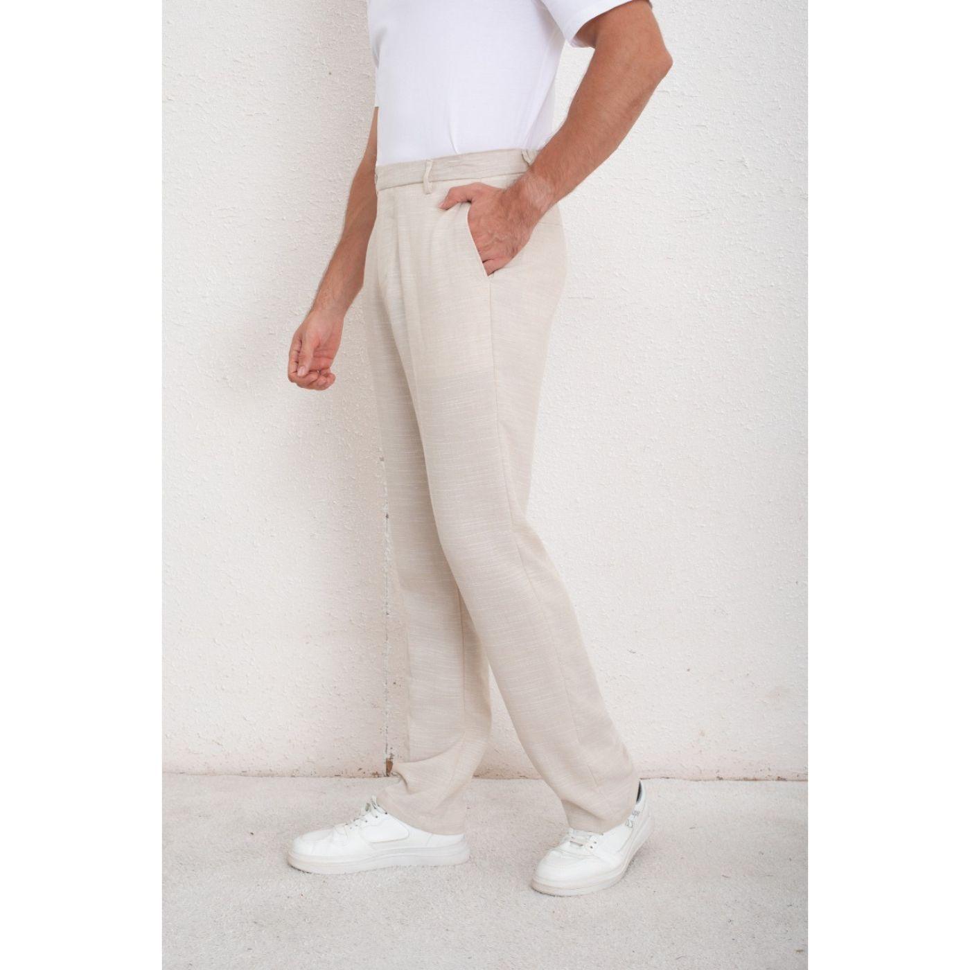 Pantalon Clasico Hombre Algodon Casual Tipo Lino Liso 6011-3