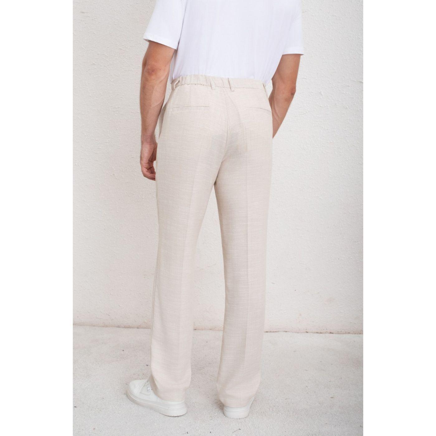 Pantalon Clasico Hombre Algodon Casual Tipo Lino Liso 6011-4