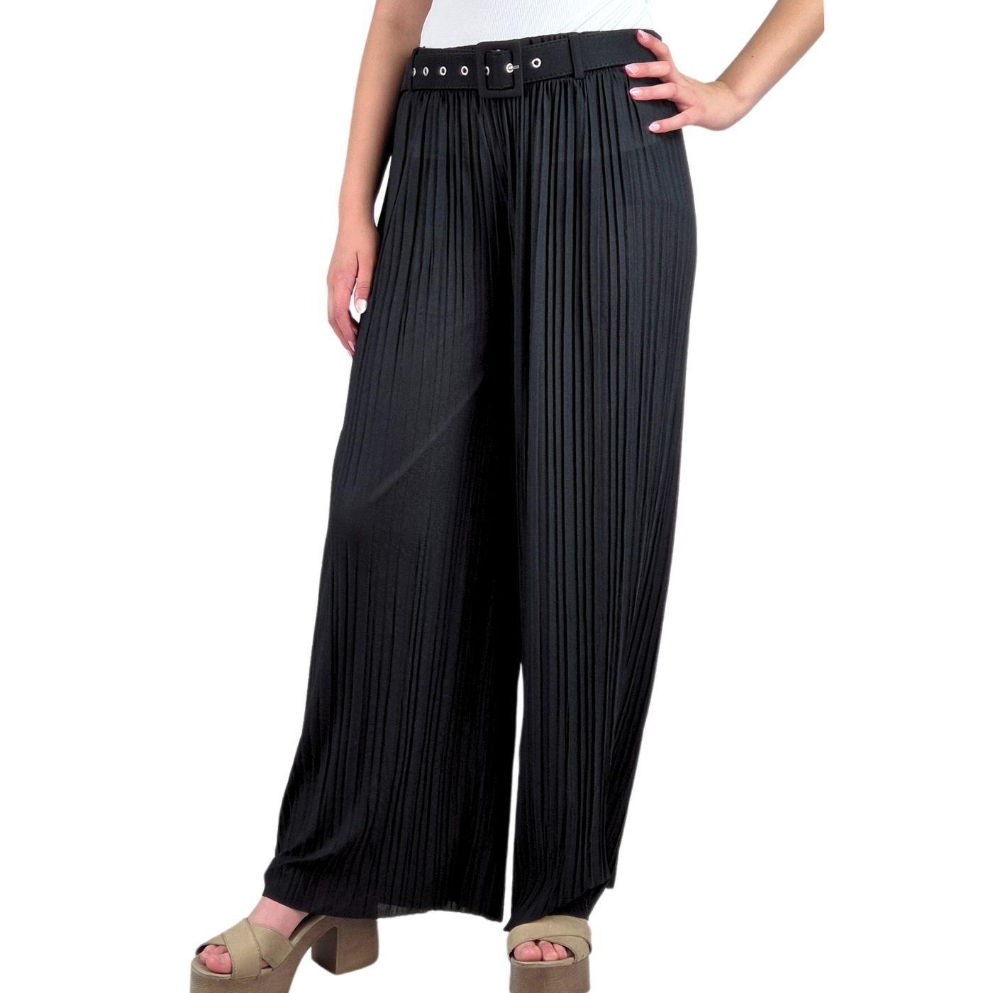 Pantalón Palazzo Mujer Fiesta Cintura Elasticada Tela Plisada 140-2