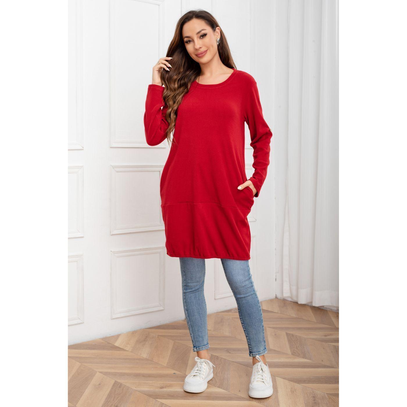 Polera Lisa Mujer Manga Larga Tipo Vestido 2008-1