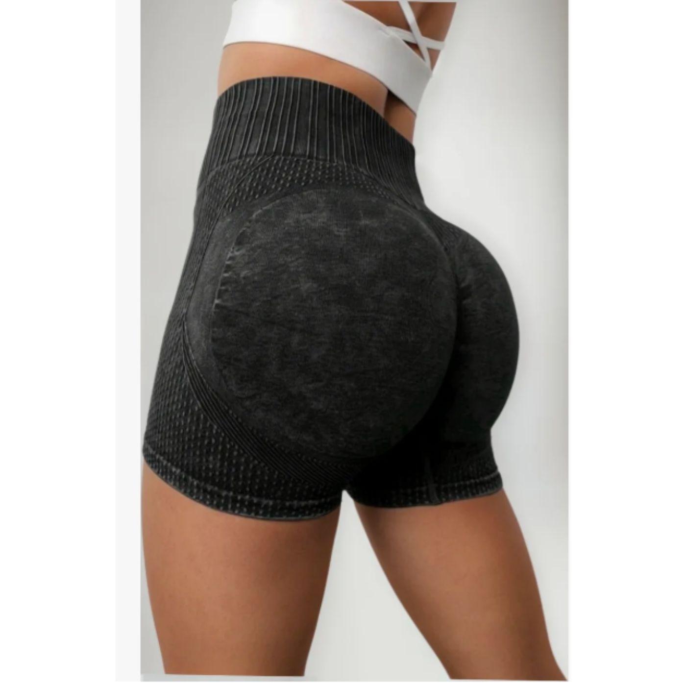 Calza Short Deportivo Mujer Push Up Frunce Tiro Alto Gym 005-2