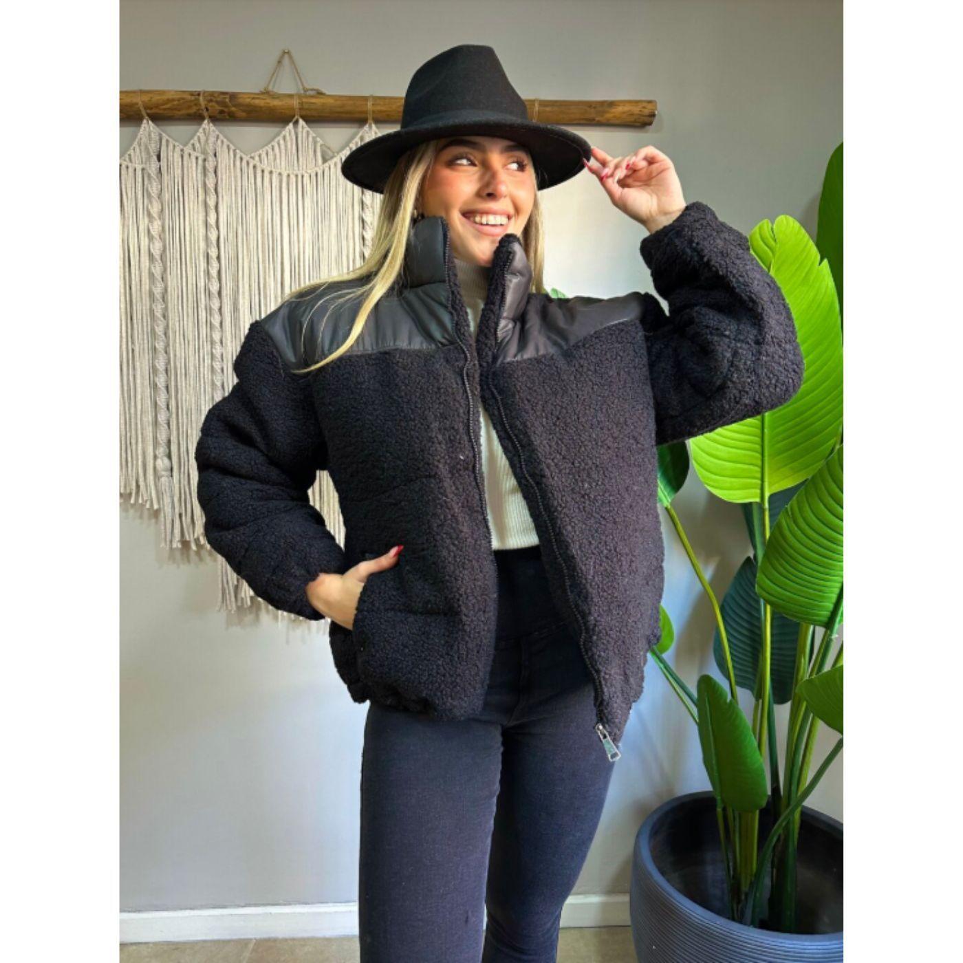 Chaqueta Sherpa Mujer Tipo Corderito Invierno Bolsillos 6088-2