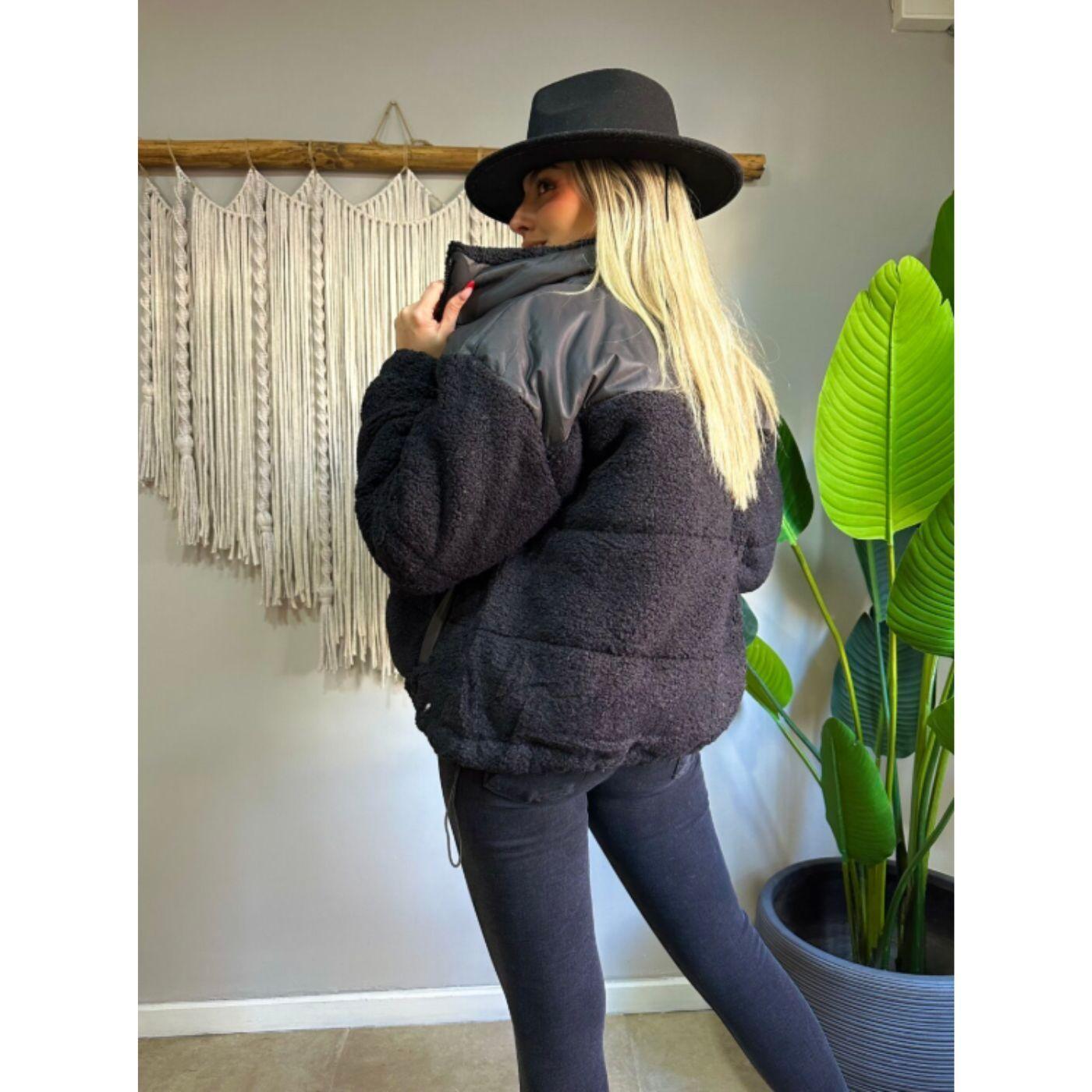 Chaqueta Sherpa Mujer Tipo Corderito Invierno Bolsillos 6088-3