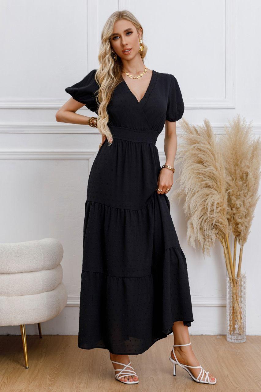 Maxi Vestido Largo Primavera Mujer Casual Eventos Texturizado 3338-1