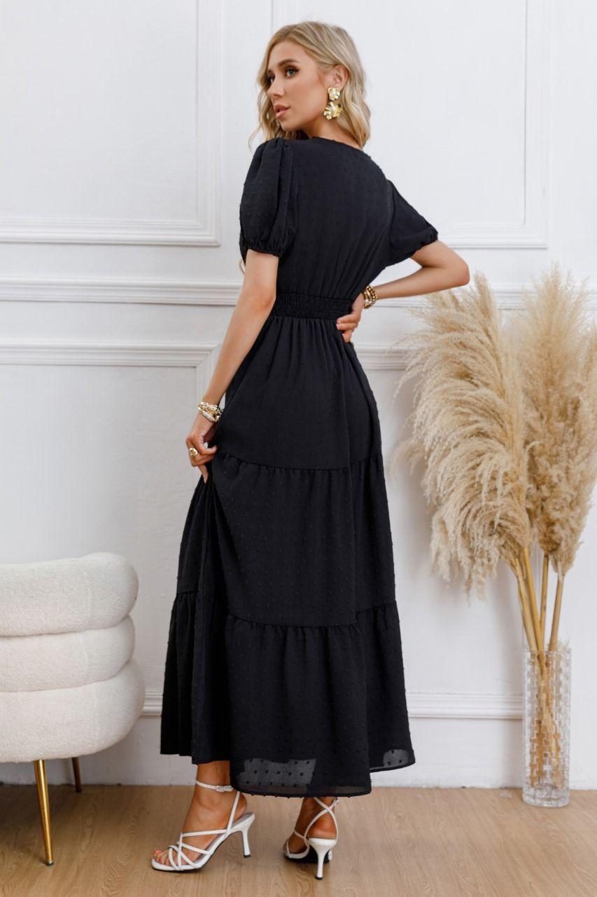 Maxi Vestido Largo Primavera Mujer Casual Eventos Texturizado 3338-2