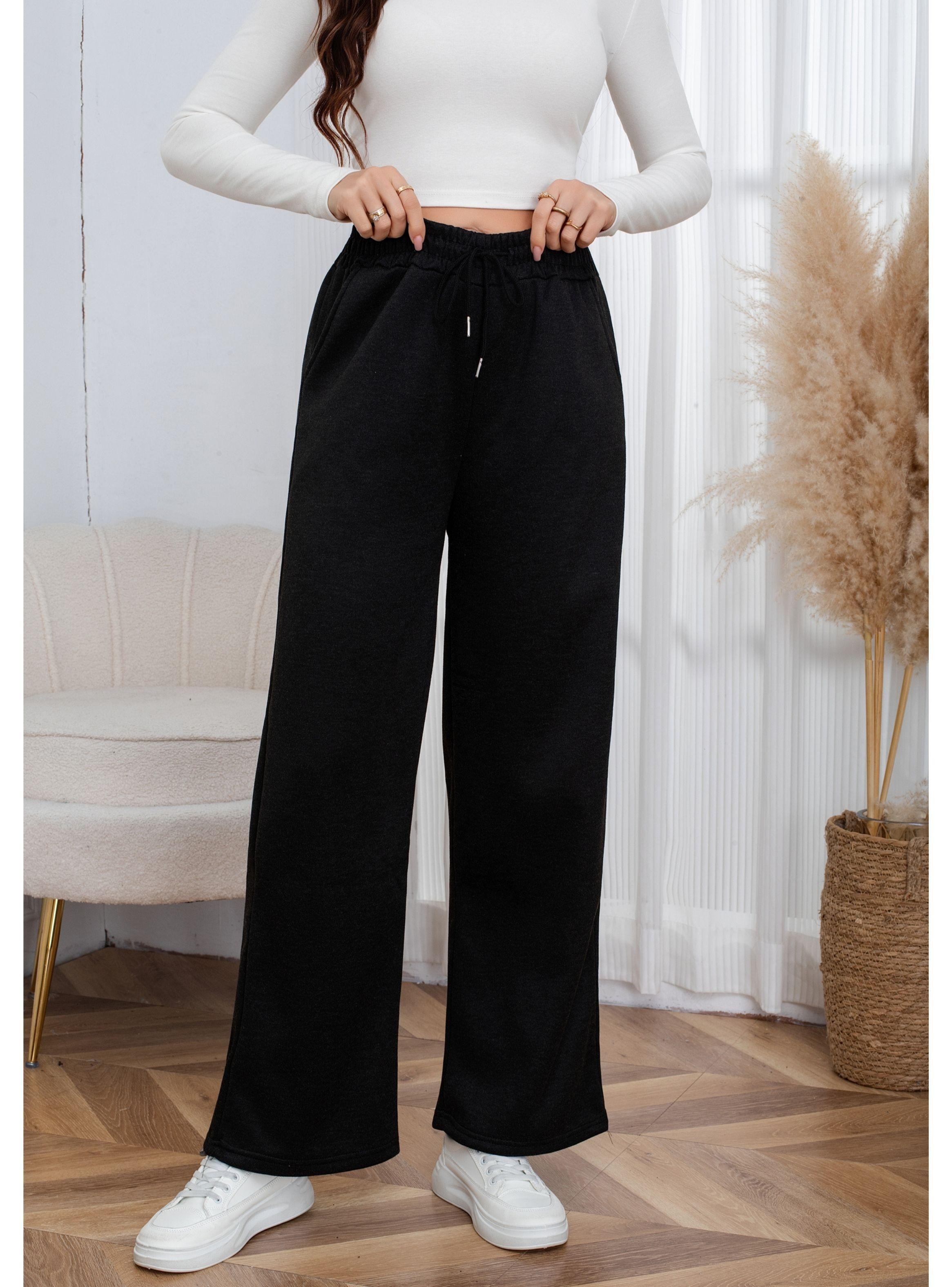 Pantalón Ancho Buzo Mujer Forro Interior Polar Bolsillos Jaspeado 0001-2