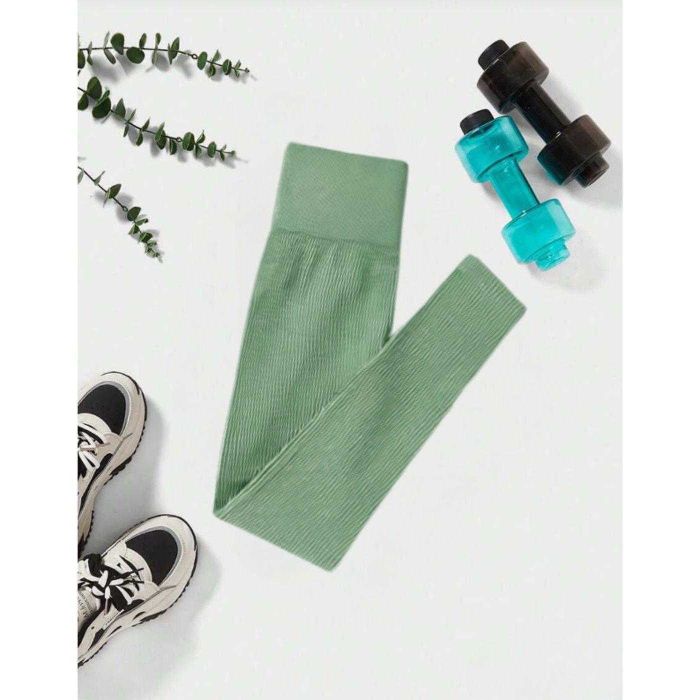 Calza Acanalada Mujer Verano Tiro Alto Yoga Gym 8010-2