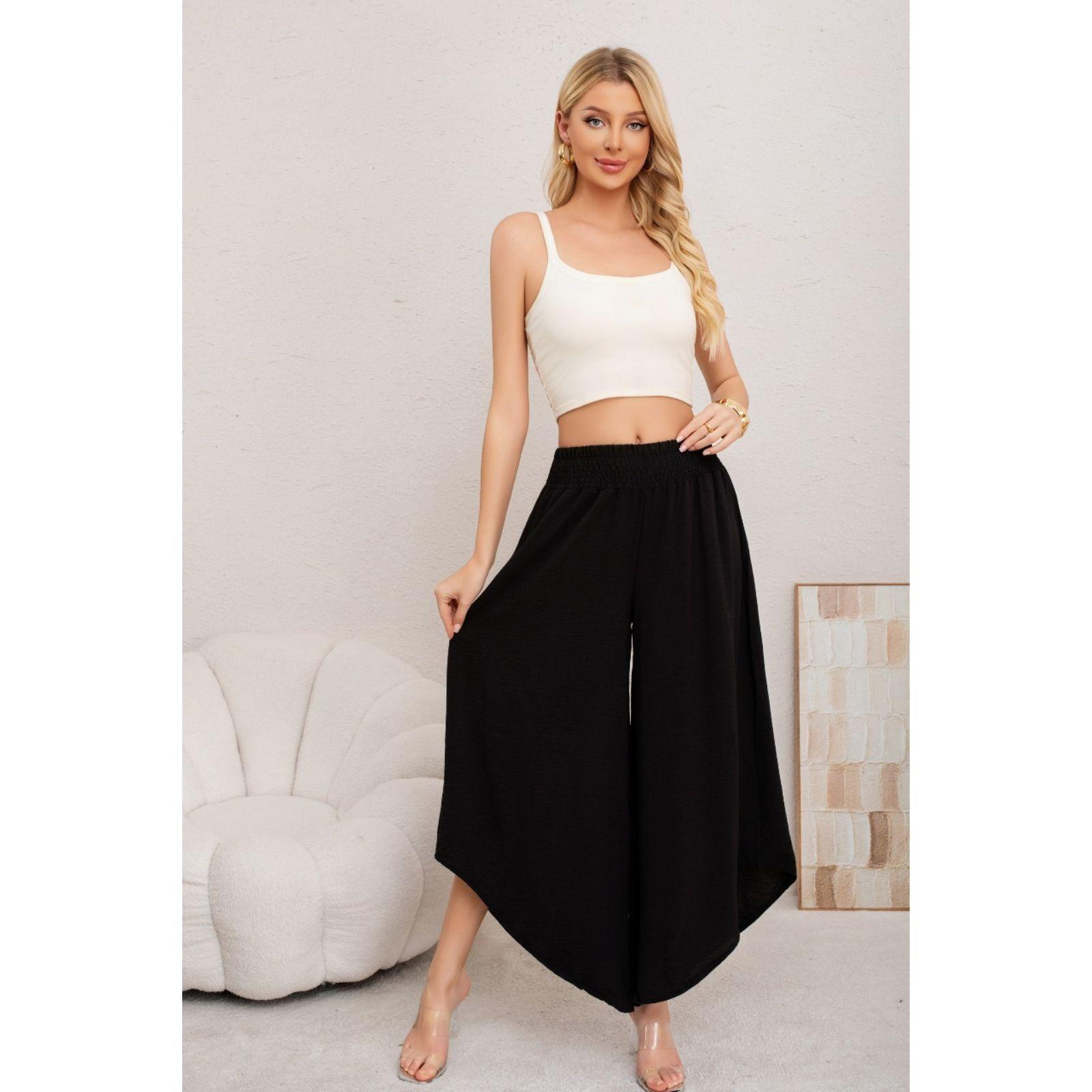 Pantalón Mujer Palazo Asimétrico Tipo Lino Casual Playero 3003-0