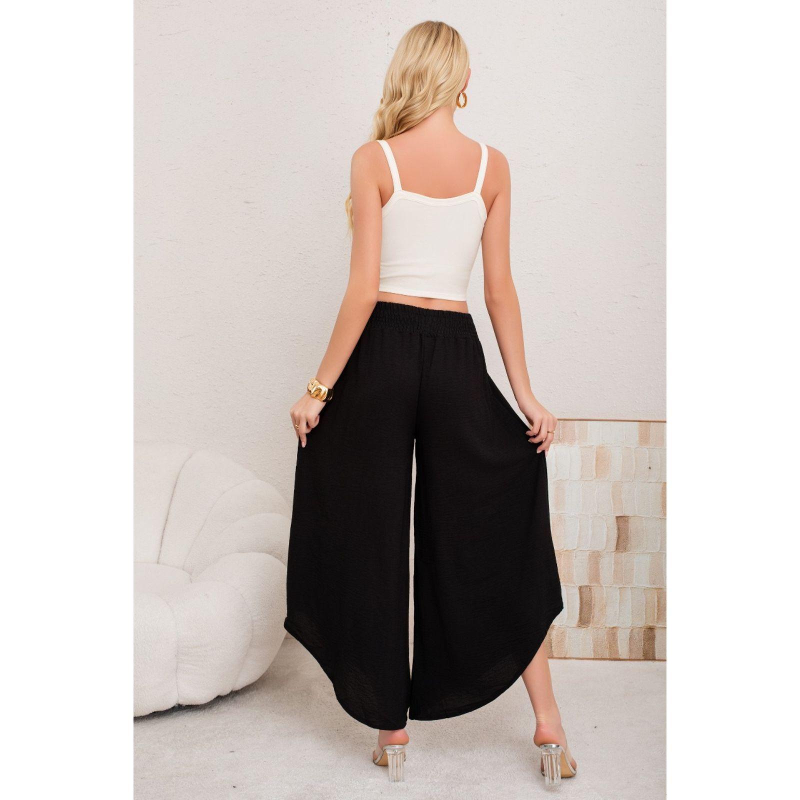 Pantalón Mujer Palazo Asimétrico Tipo Lino Casual Playero 3003-2