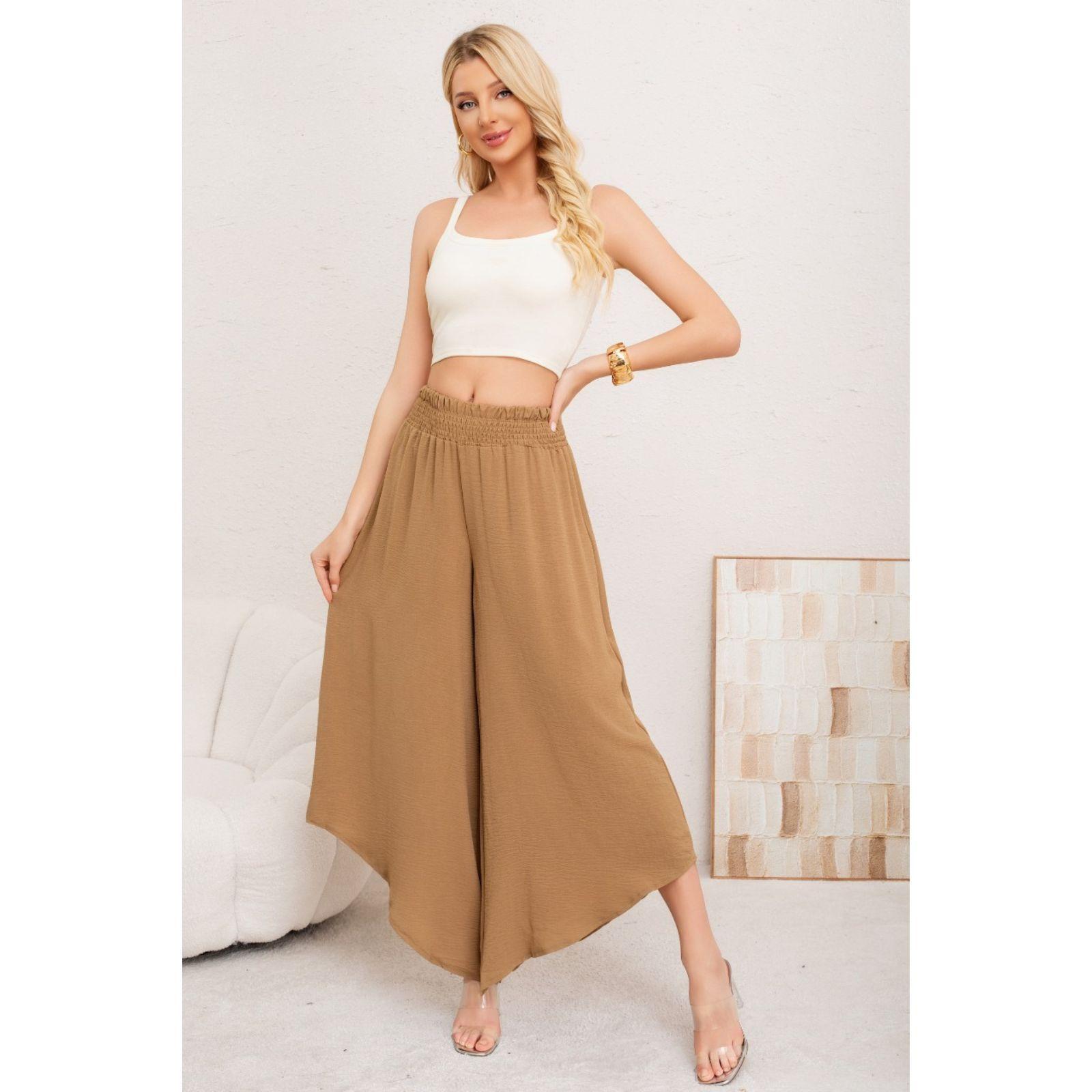 Pantalón Mujer Palazo Asimétrico Tipo Lino Casual Playero 3003-0