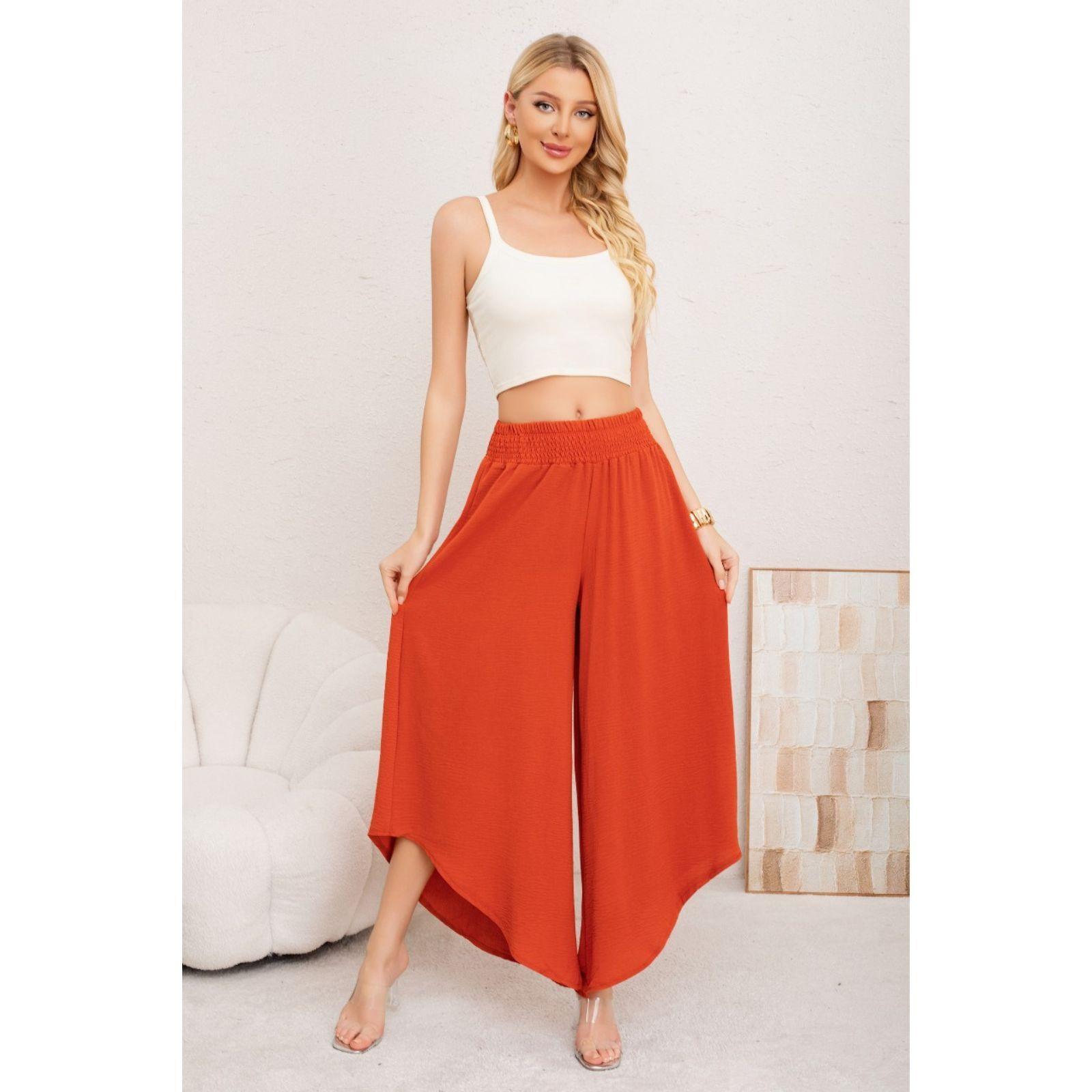 Pantalón Mujer Palazo Asimétrico Tipo Lino Casual Playero 3003-0