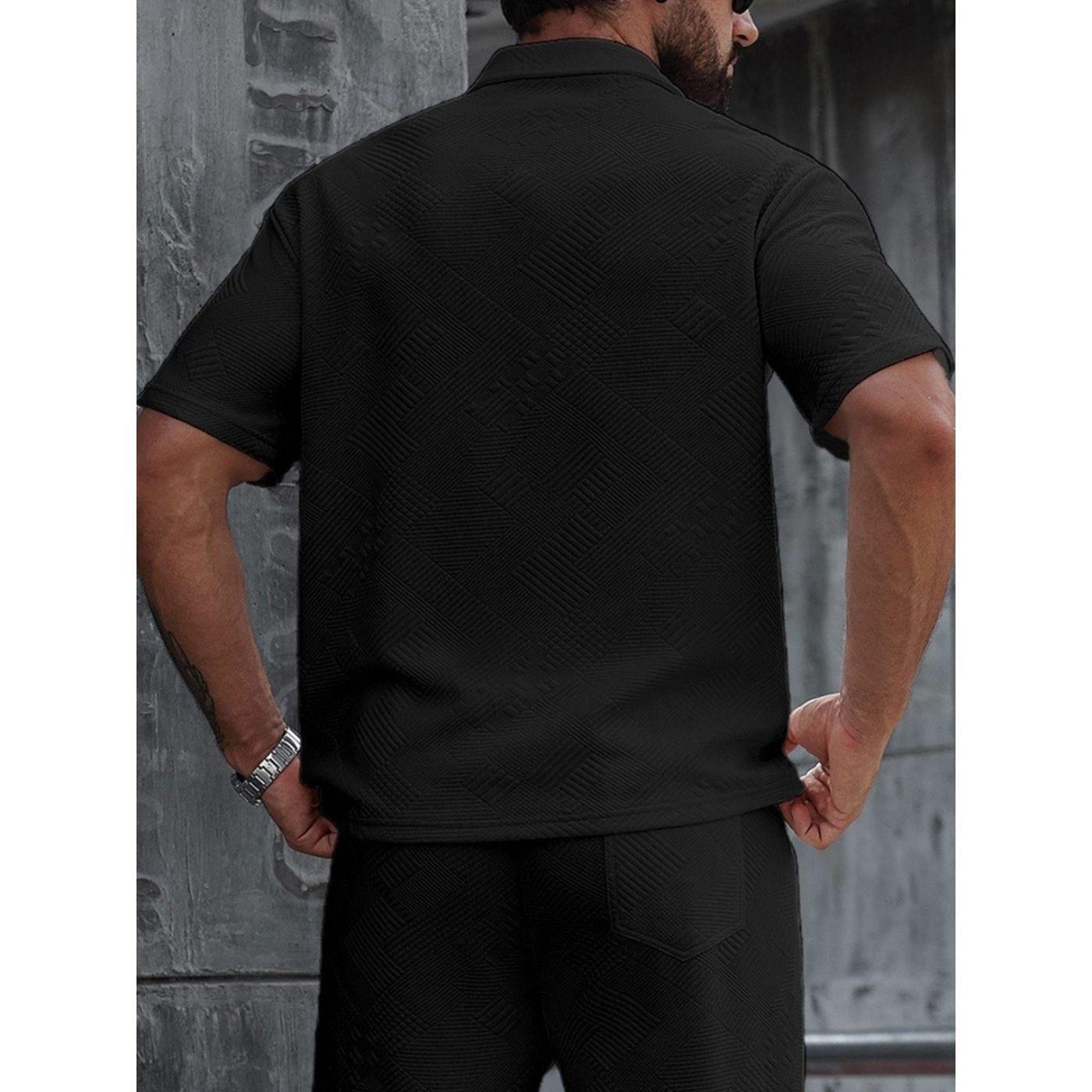 Polera Hombre Manga Corta Textura Suave Cierre Tendencia 0273-2