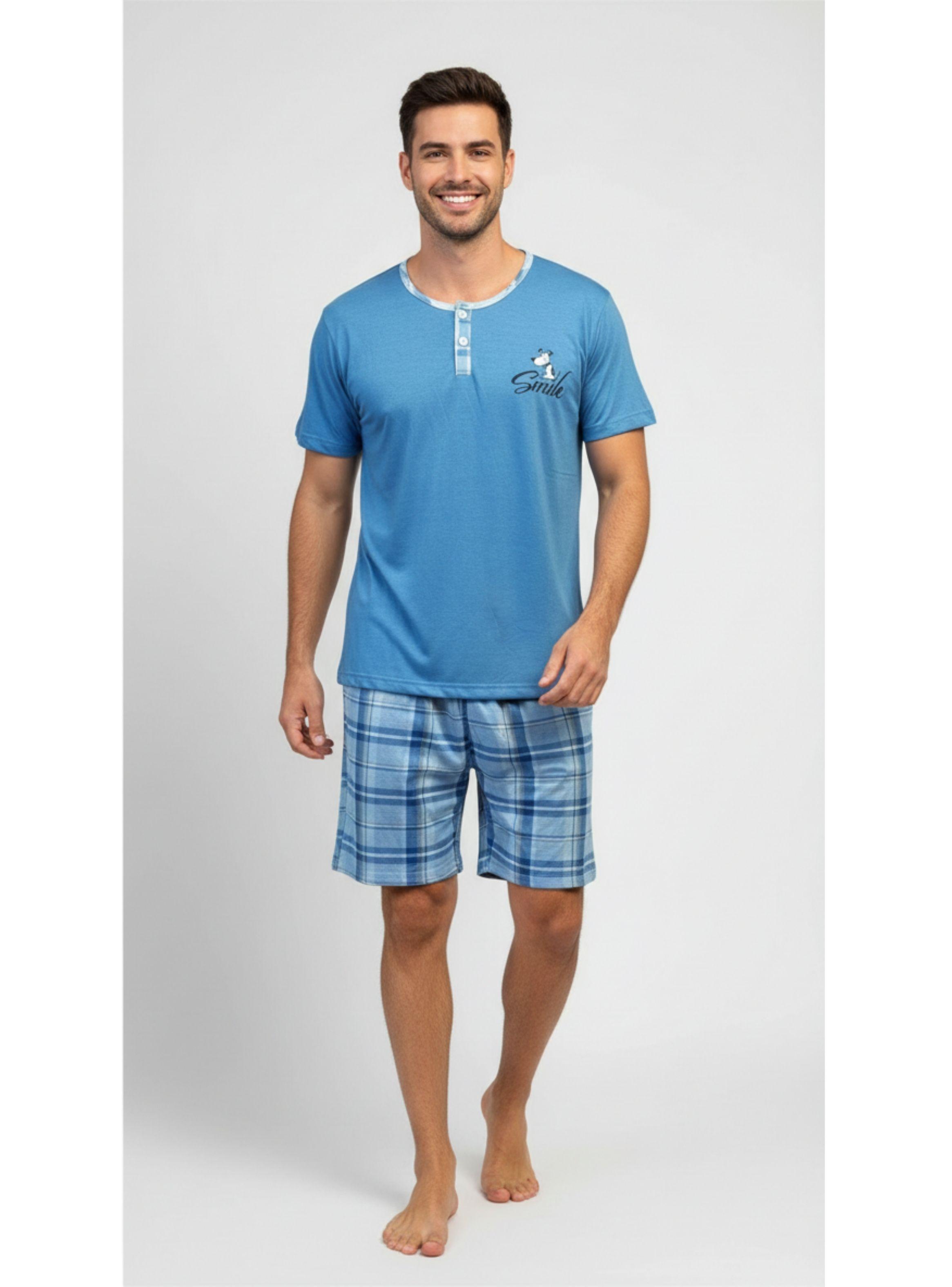Pijama Hombre Verano Short Y Polera Colores 4023-0