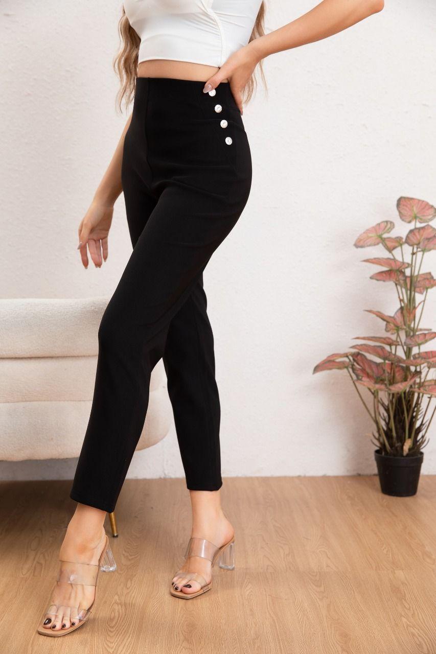 Pantalón de Vestir Pitillo Tiro Alto Semi Formal Mujer Calza 7006-2