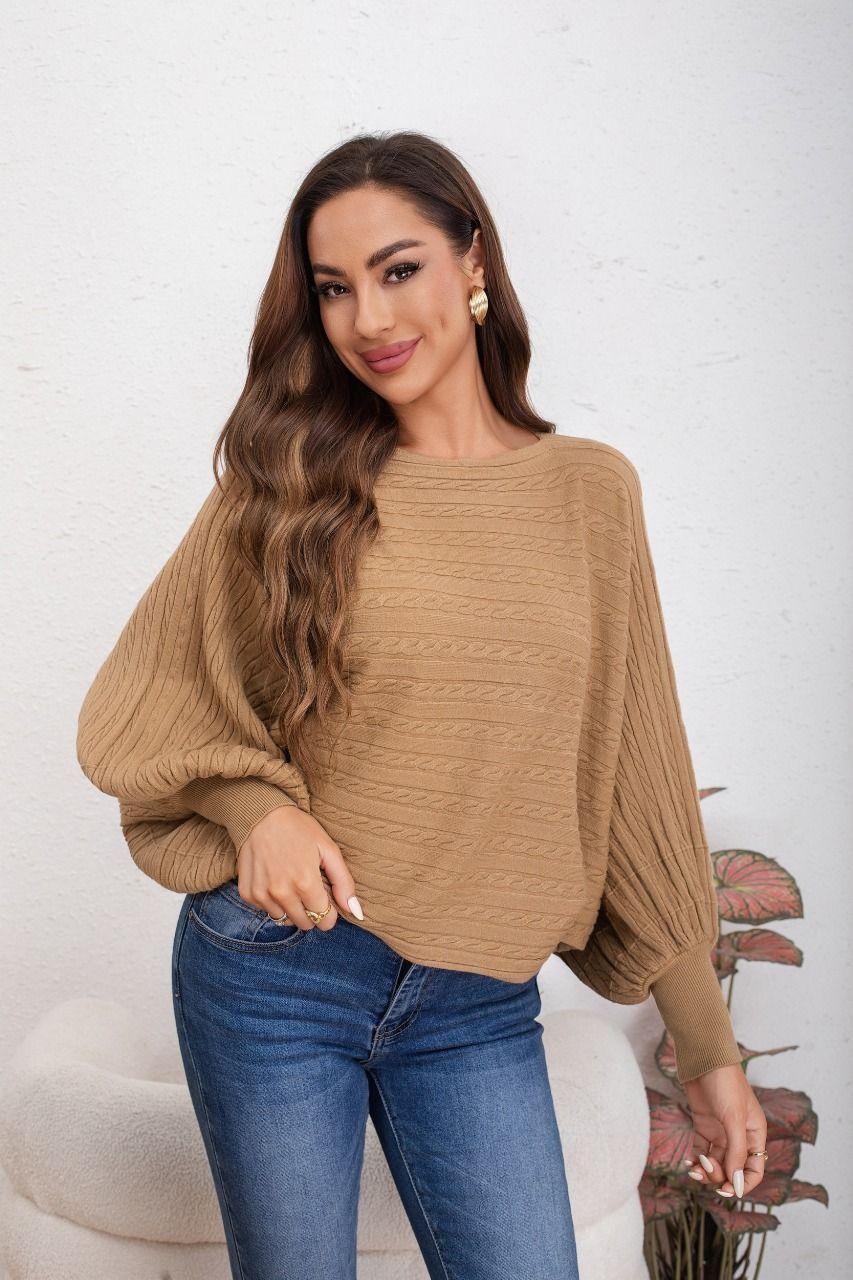 Sweater Mujer Manga Murciélago Trenzado Otoño Invierno 5065-0