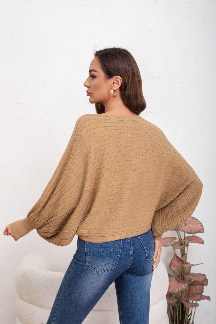 Sweater Mujer Manga Murciélago Trenzado Otoño Invierno 5065-3