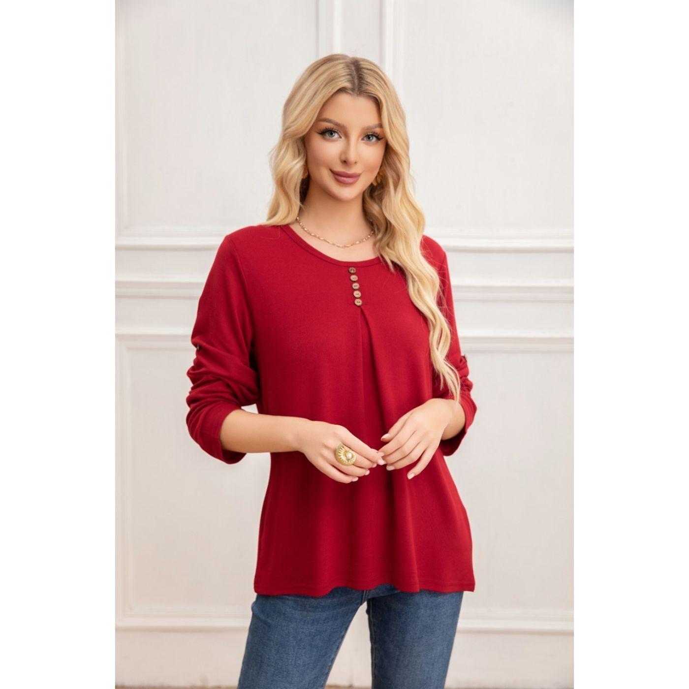 Sweater Mujer Tejido Cuello Redondo Manga Larga 2006-1