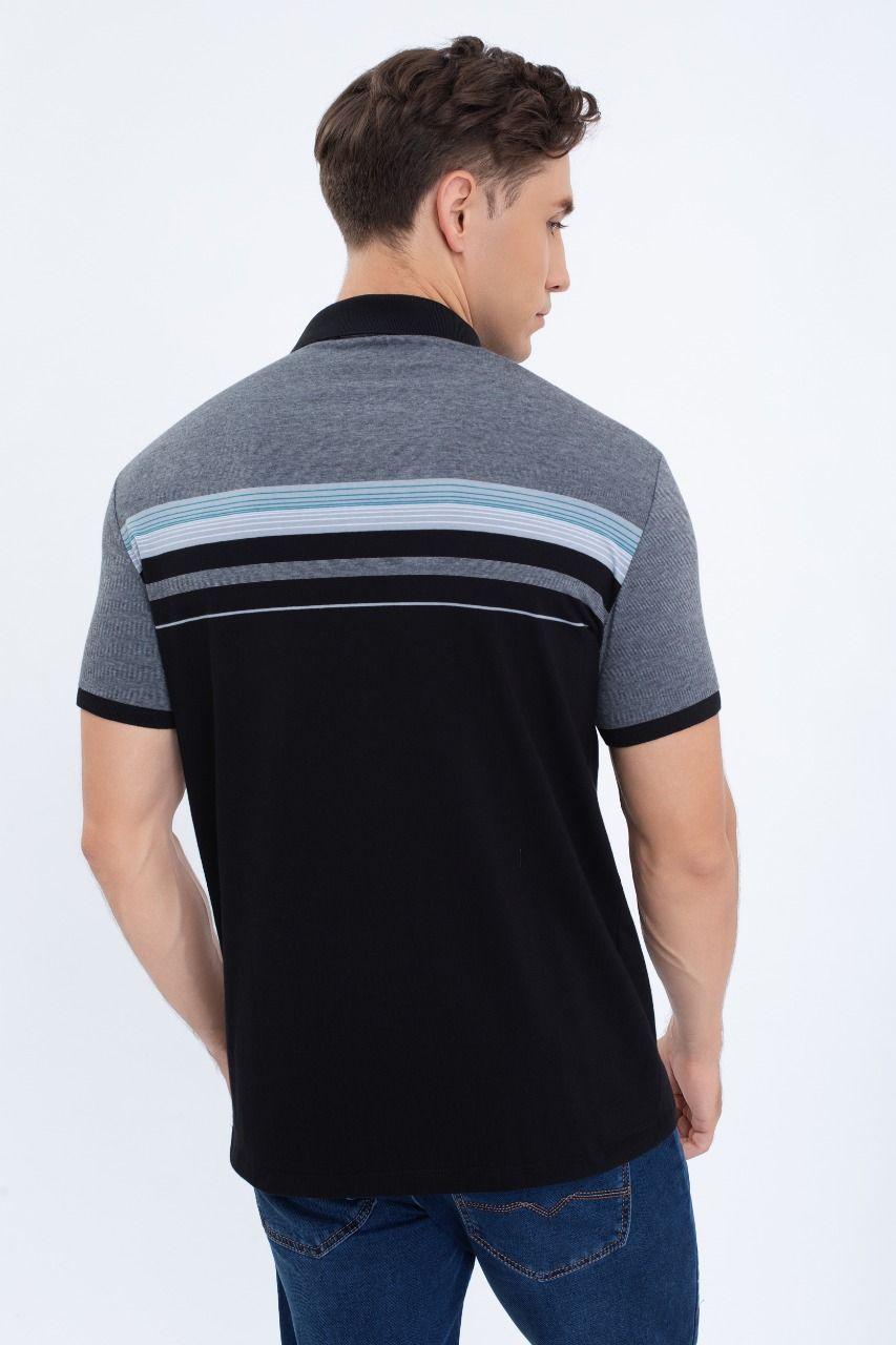 Polera Piqué Líneas Bicolor Hombre Algodón Primavera verano 0186-2