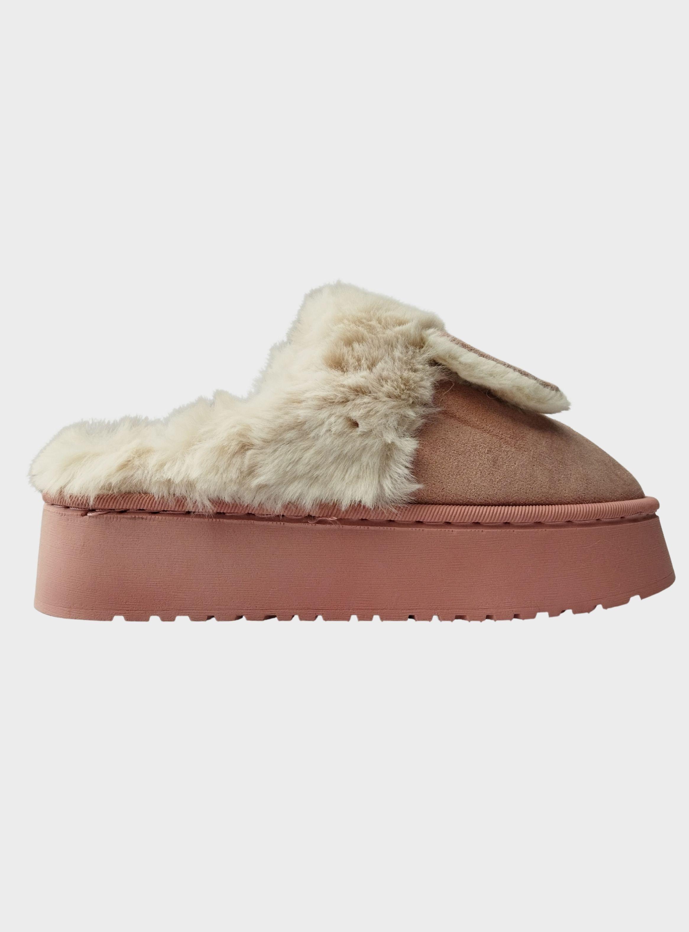 Pantuflas Mujer Felpa Aplicacion Lazo Corazón Tendencia 4859-0