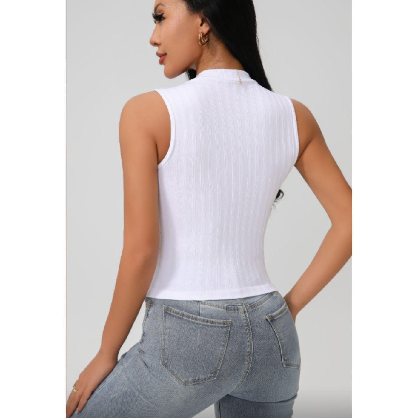 Polera Corta Mujer Top Sin Manga Full Elasticada Diseño 9013-1